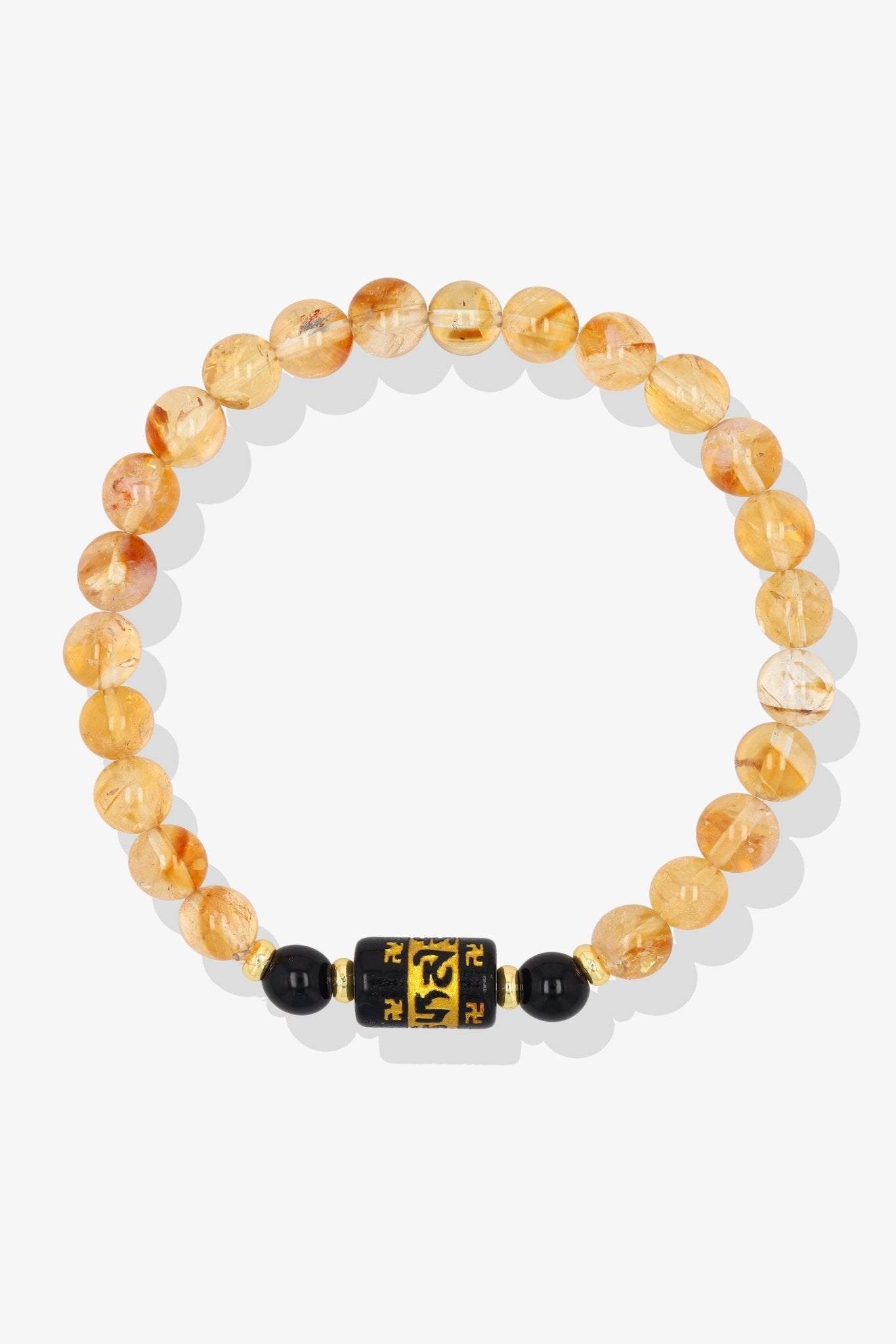 Citrine and Black Obsidian Mantra Prayer Feng Shui Bracelet - Eat.Read.Love.