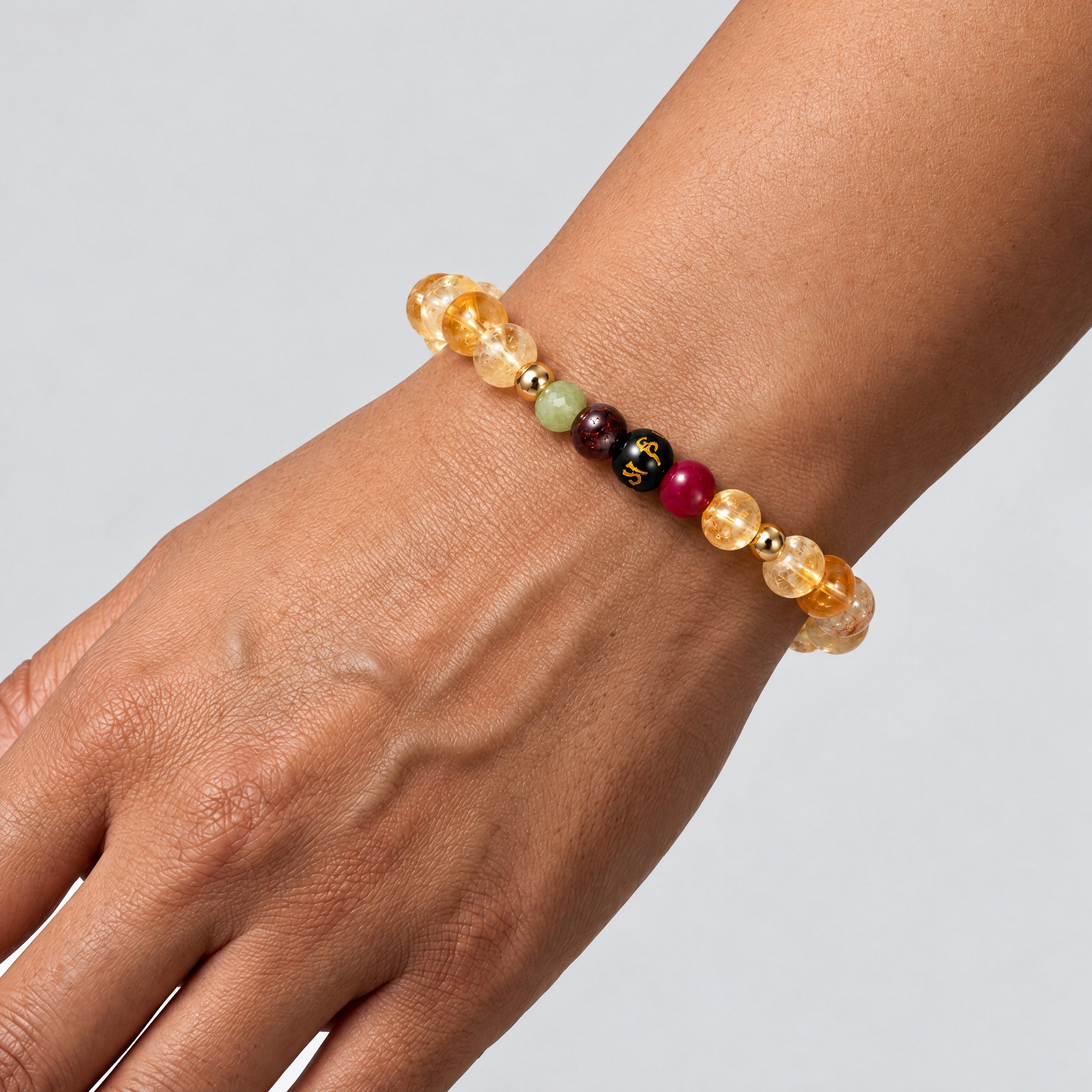 Citrine Mega Rich Lucky 7 Gemstone Bracelet With REAL Gold