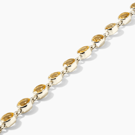 Citrine Oval Bezeled Silver Tennis Bracelet - Wealth - Eat.Read.Love.
