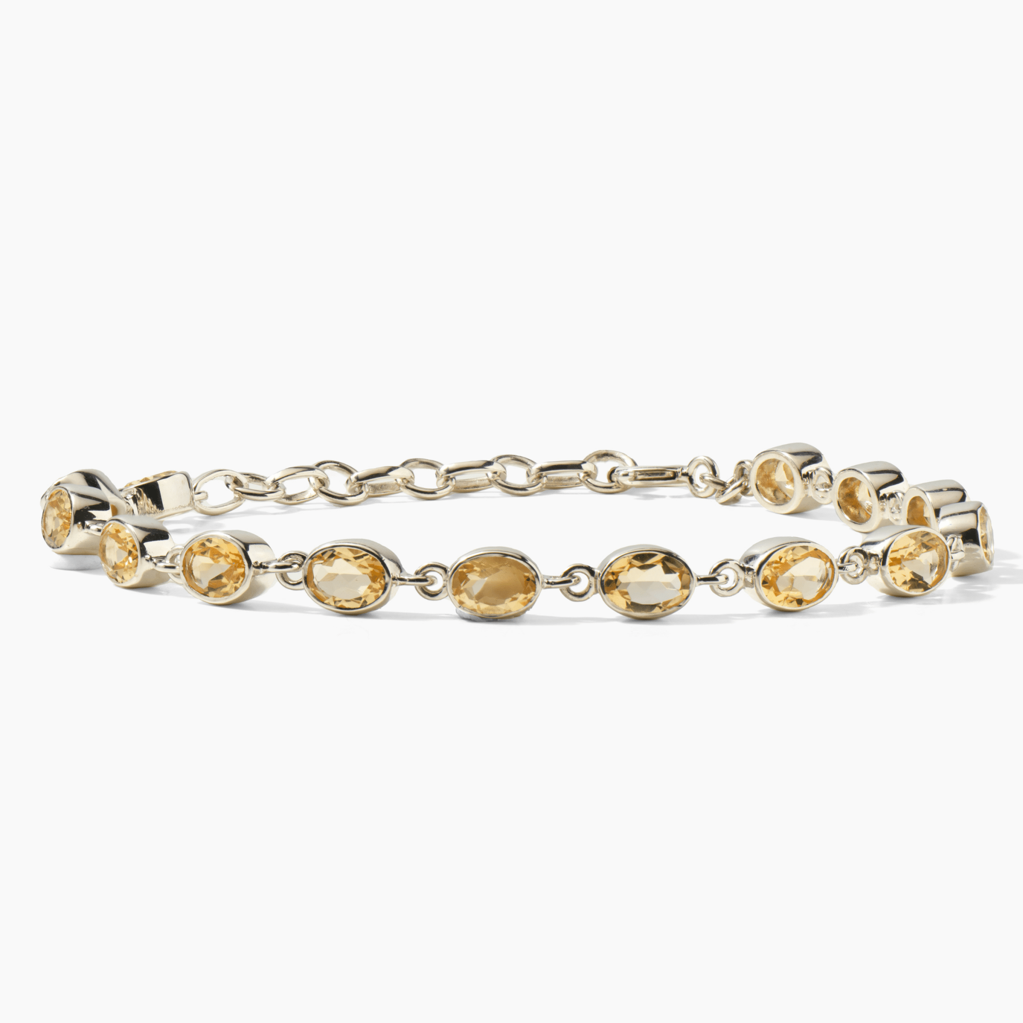 Citrine Oval Bezeled Silver Tennis Bracelet - Wealth - Eat.Read.Love.