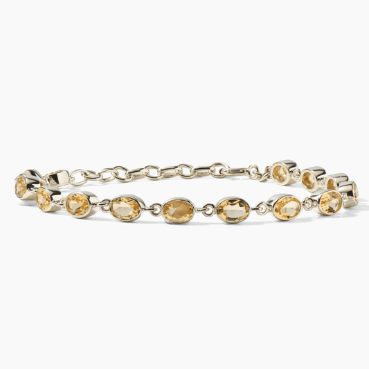 Citrine Oval Bezeled Silver Tennis Bracelet - Wealth - Eat.Read.Love.