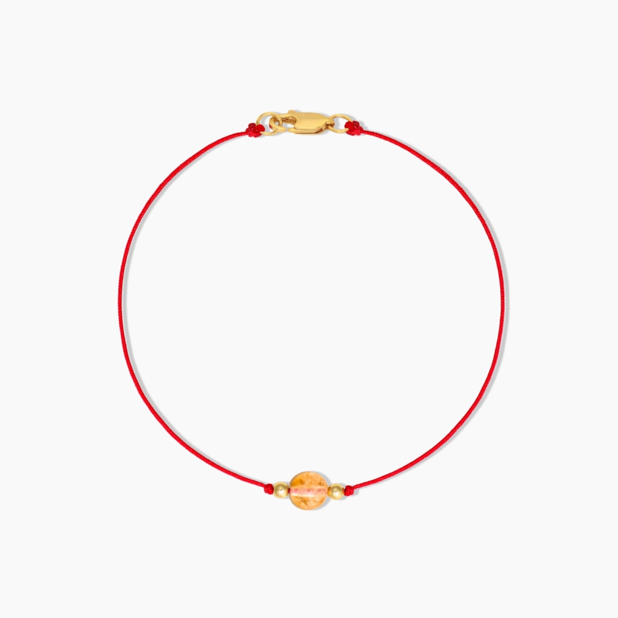 Citrine Red Thread Bracelet With Real Gold - Eat.Read.Love.