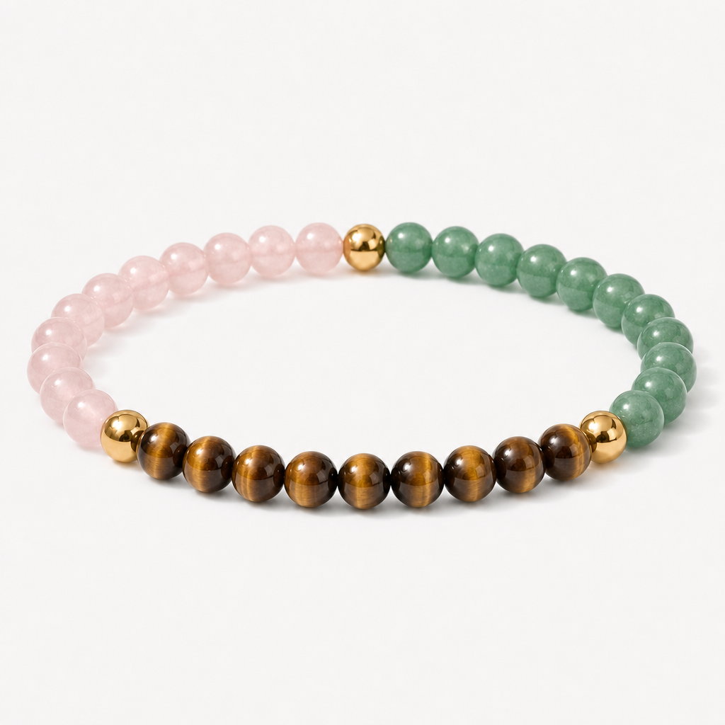 Full Moon Manifestation Bracelet – Rose Quartz, Green Aventurine & Tiger's Eye – product view