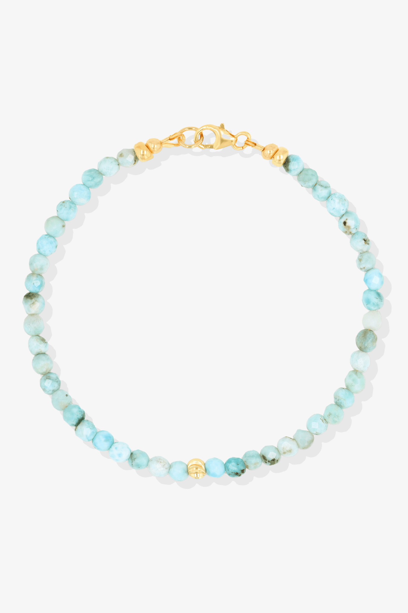 Destiny Mini Beaded Gemstone Gold Vermeil Bracelet Larimar - Balance - Eat.Read.Love.