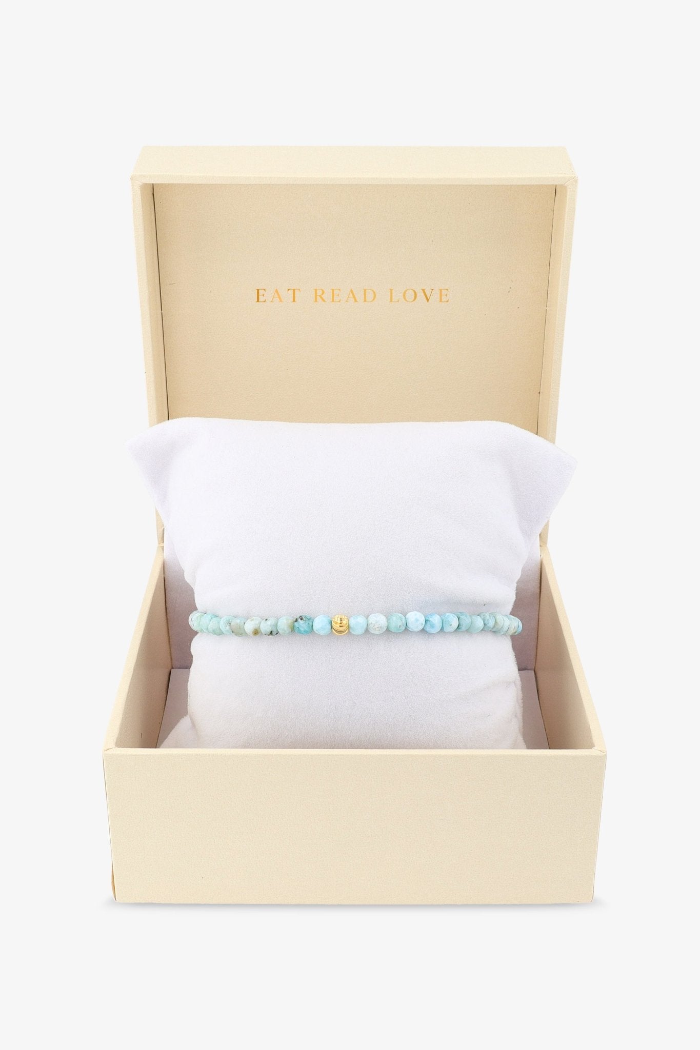 Destiny Mini Beaded Gemstone Gold Vermeil Bracelet Larimar - Balance - Eat.Read.Love.