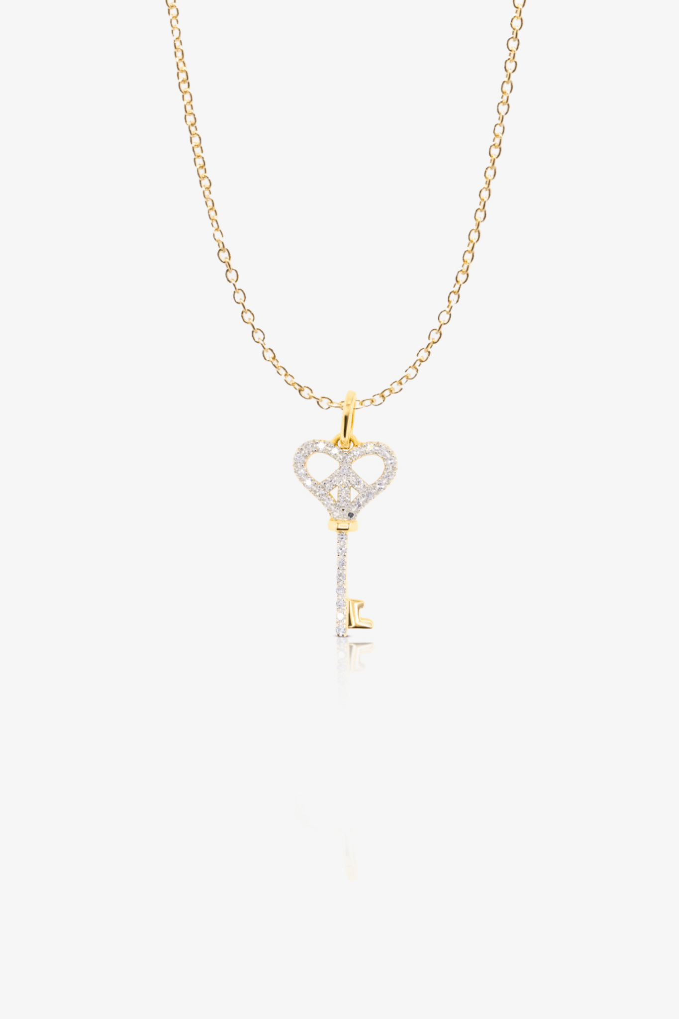 Diamond Heart and Peace Key Pendant Yellow Gold With Diamond - Eat.Read.Love.