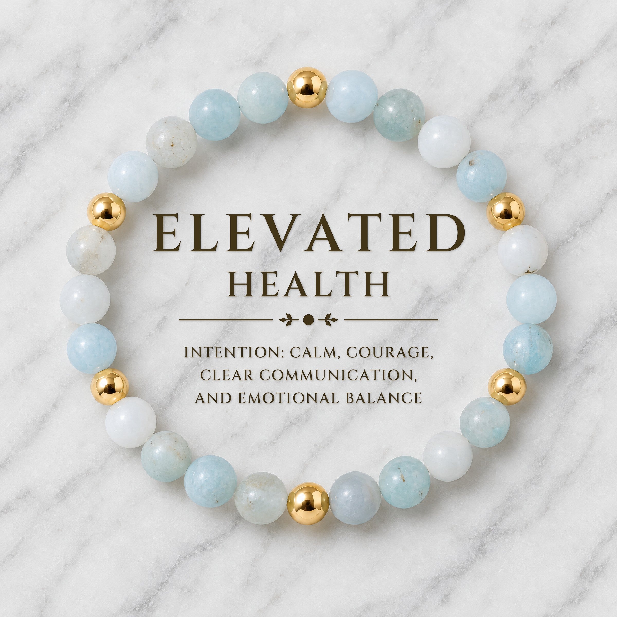 Elevated Health Bracelet with REAL Gold Beads and Aquamarine