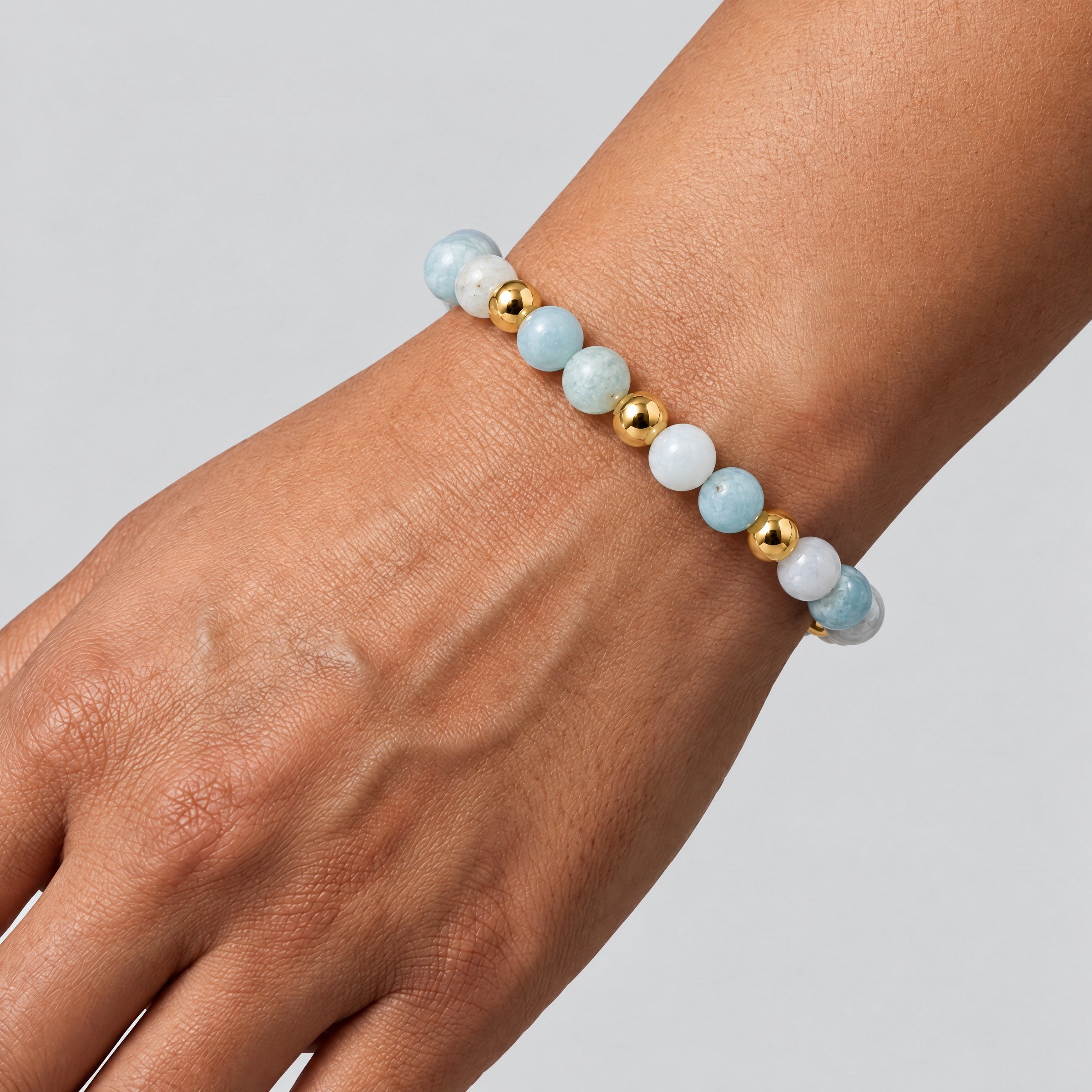 Elevated Health Bracelet with REAL Gold Beads and Aquamarine