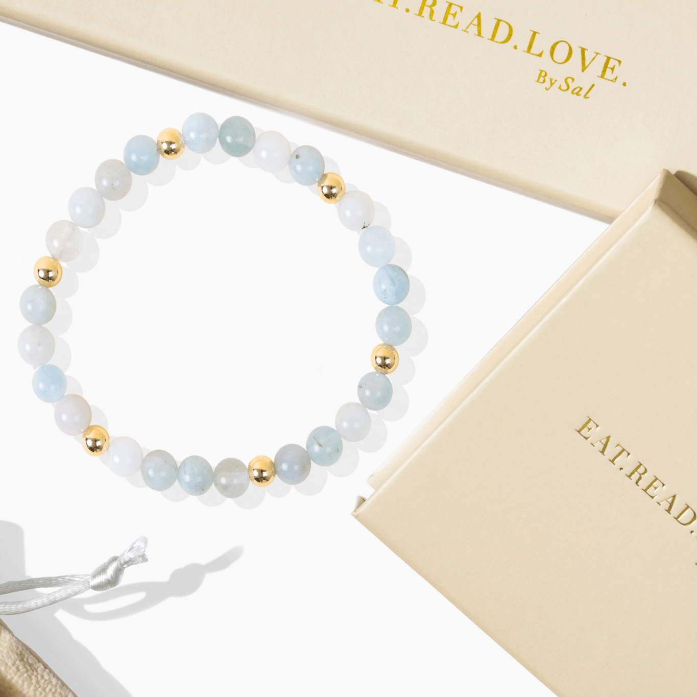 Elevated Health Bracelet with REAL Gold Beads and Aquamarine