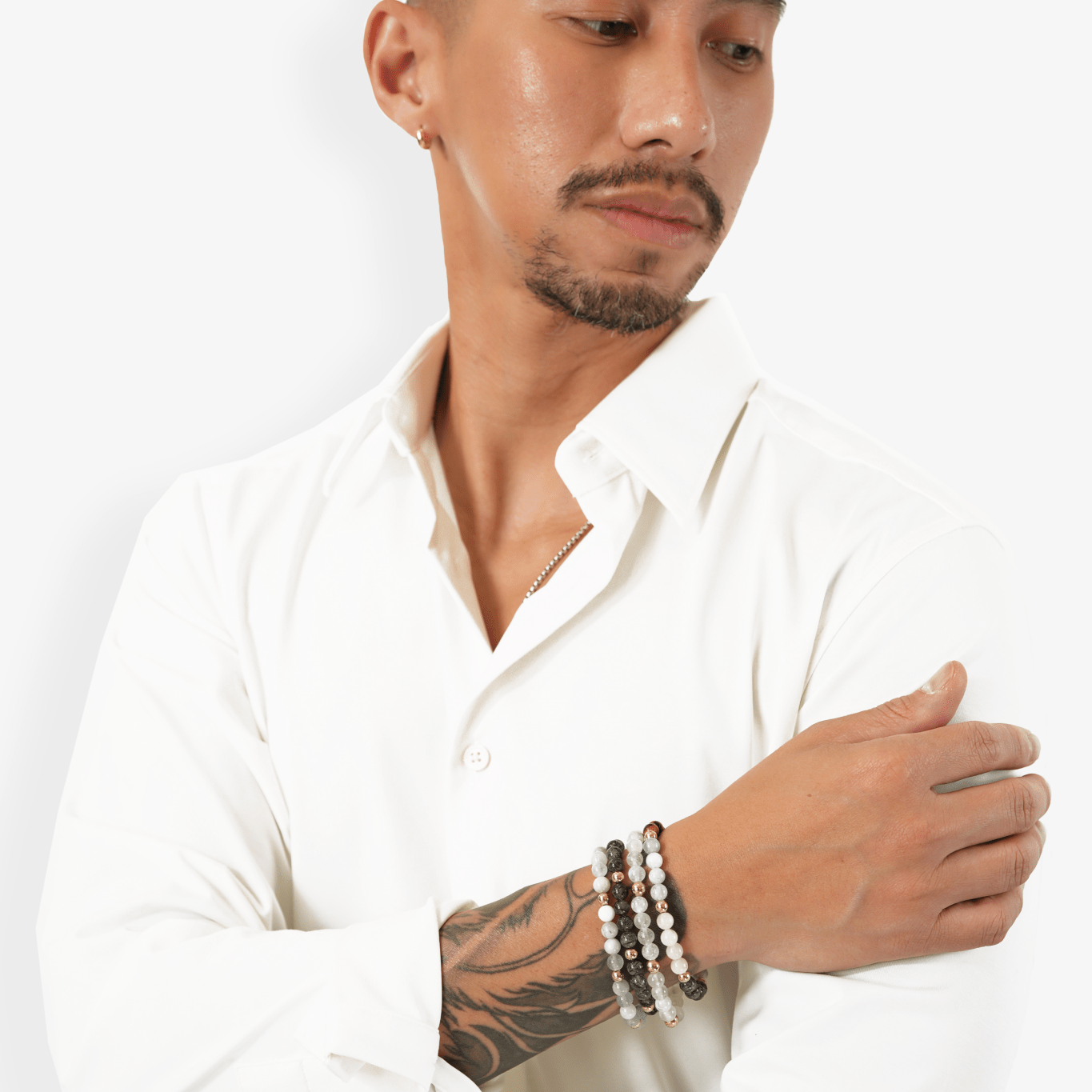 Elevated Love Bracelet with REAL Gold Beads and Rose Quartz - Eat.Read.Love.