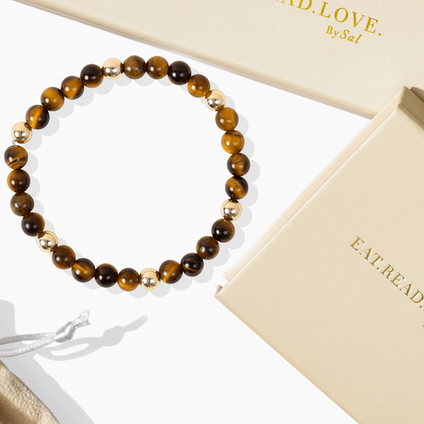 Elevated Power Bracelet with REAL Gold Beads and Tigers Eye