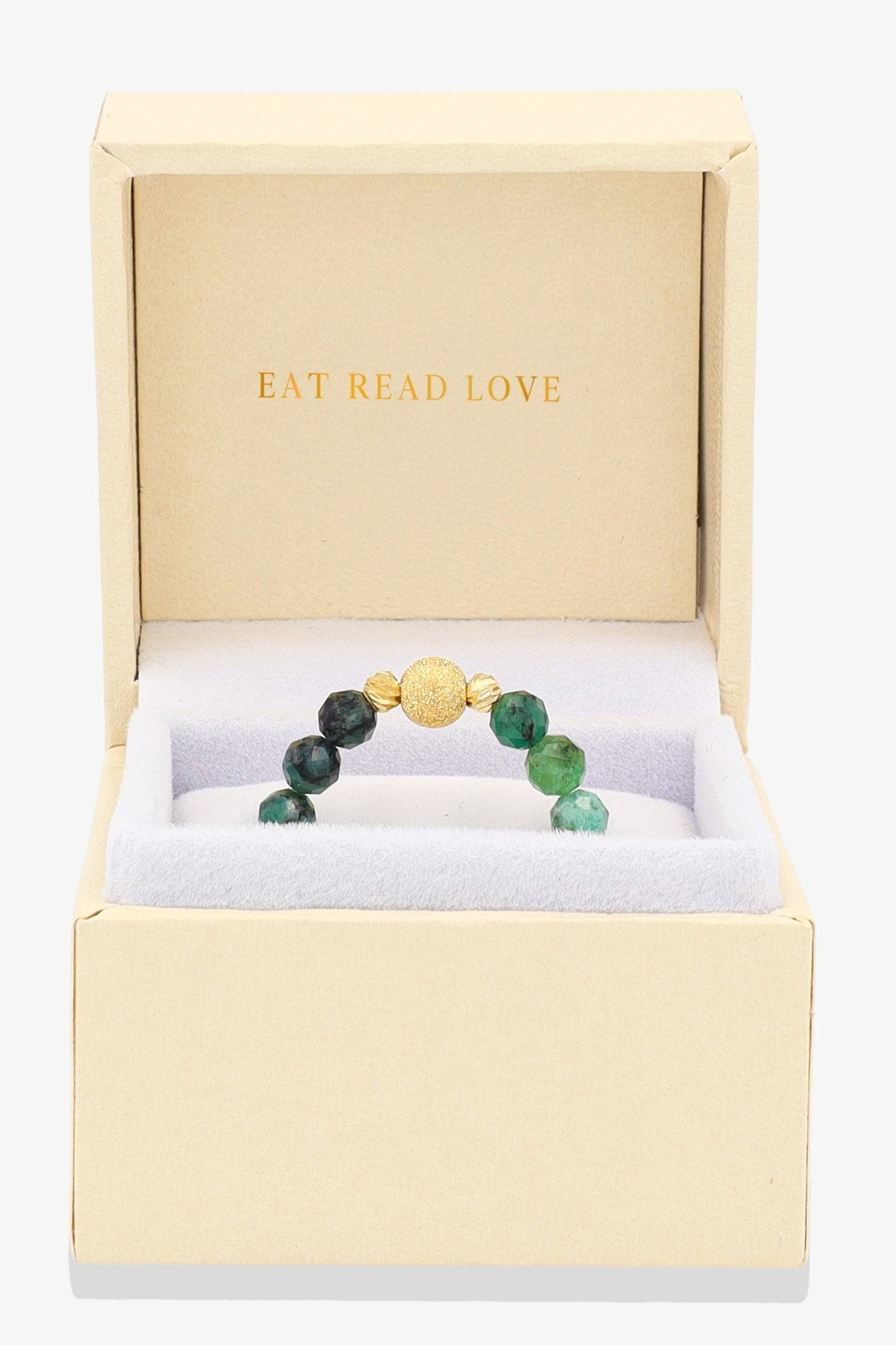 Emerald Gold Vermeil Stretch Ring - Love - Eat.Read.Love.