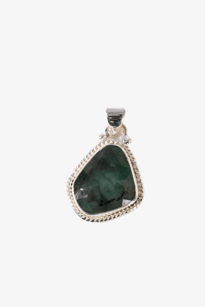 Emerald Sterling Silver Pendant - Eat.Read.Love.