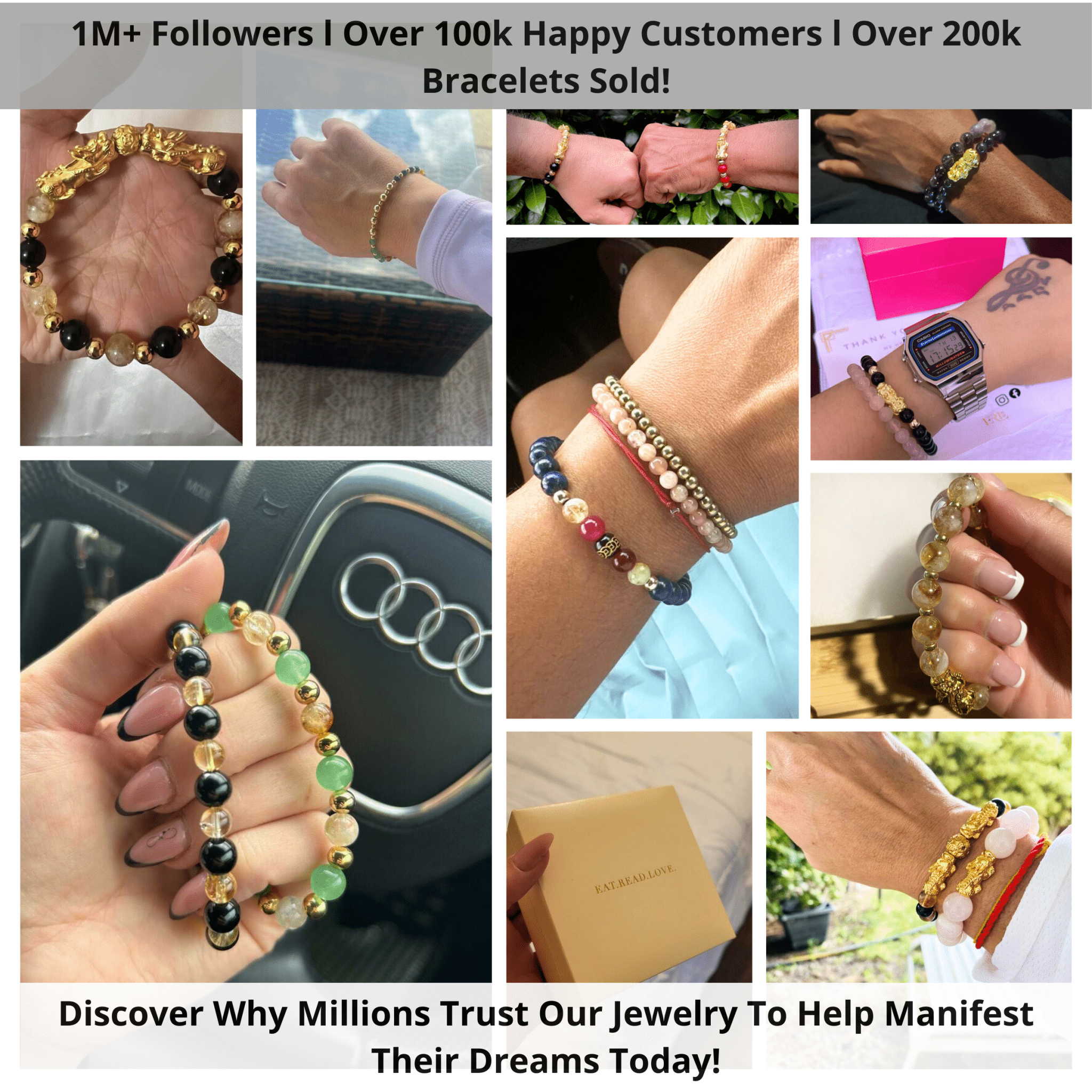 Energized Lucky 777 Mega Money and Love Manifestation REAL Gold Bracelet - Eat.Read.Love.