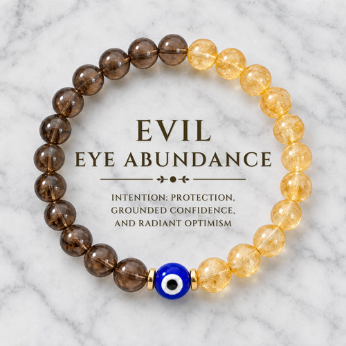 Evil Eye Abundance Reset Smoky Quartz and Citrine Bracelet