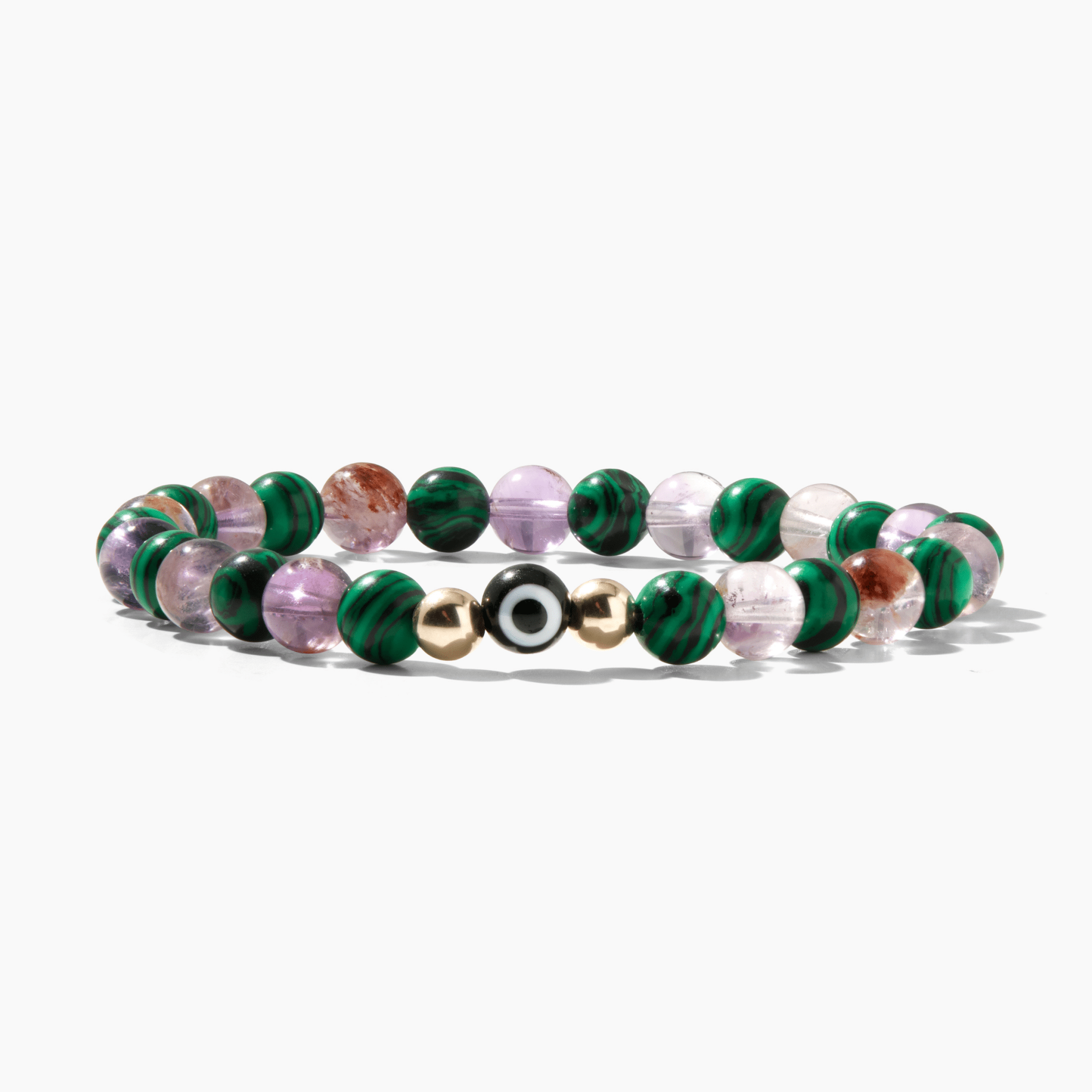 Eye of Blessings Malachite and Super Seven Bracelet REAL Gold - Eat.Read.Love.