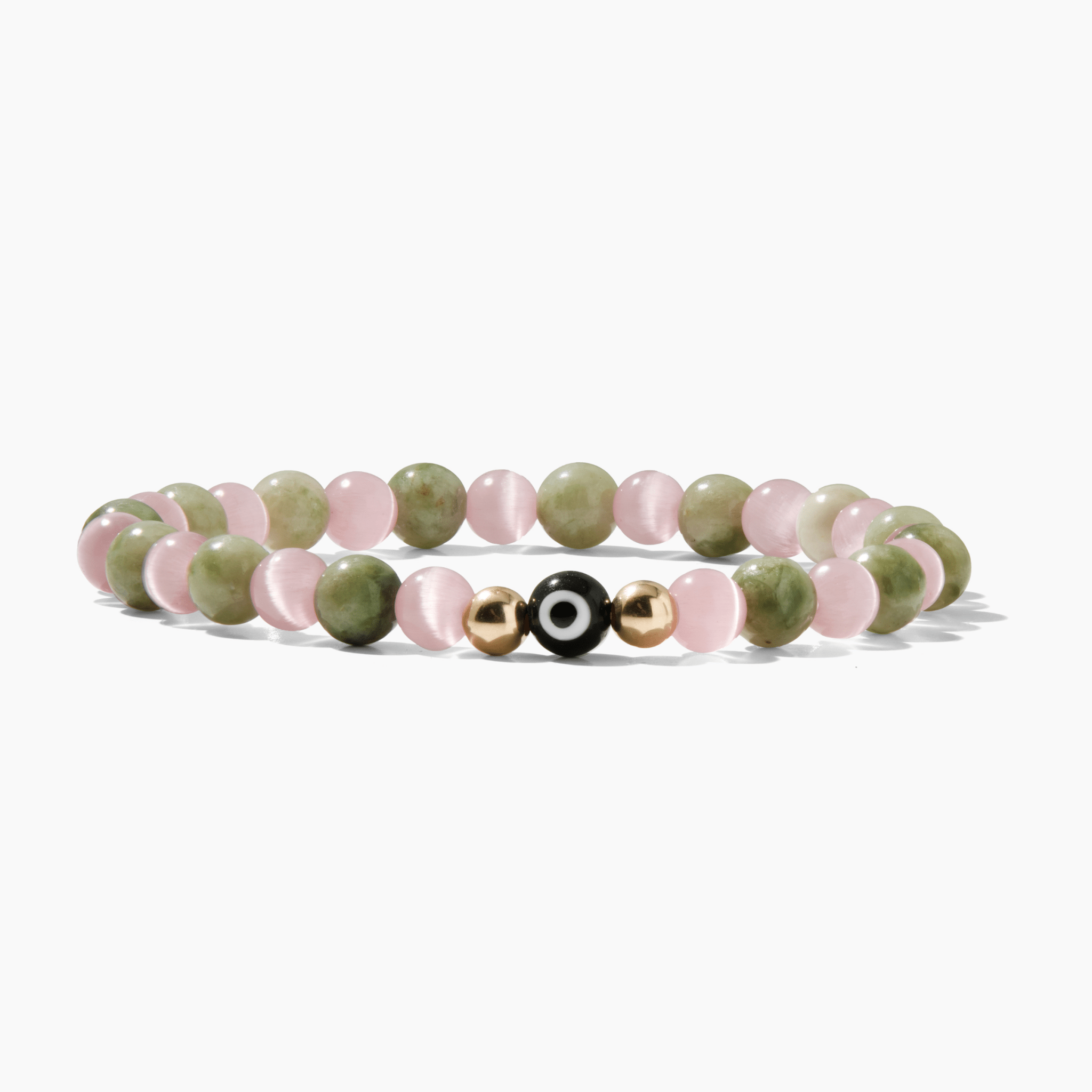 Eye of Love Pink Cat Eye and Jade Bracelet REAL Gold - Eat.Read.Love.