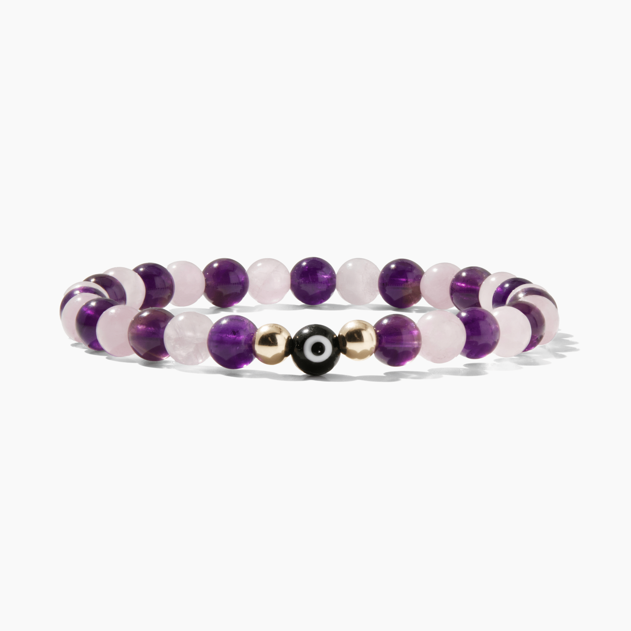 Eye of Romance Rose Quartz and Amethyst Bracelet REAL Gold - Eat.Read.Love.