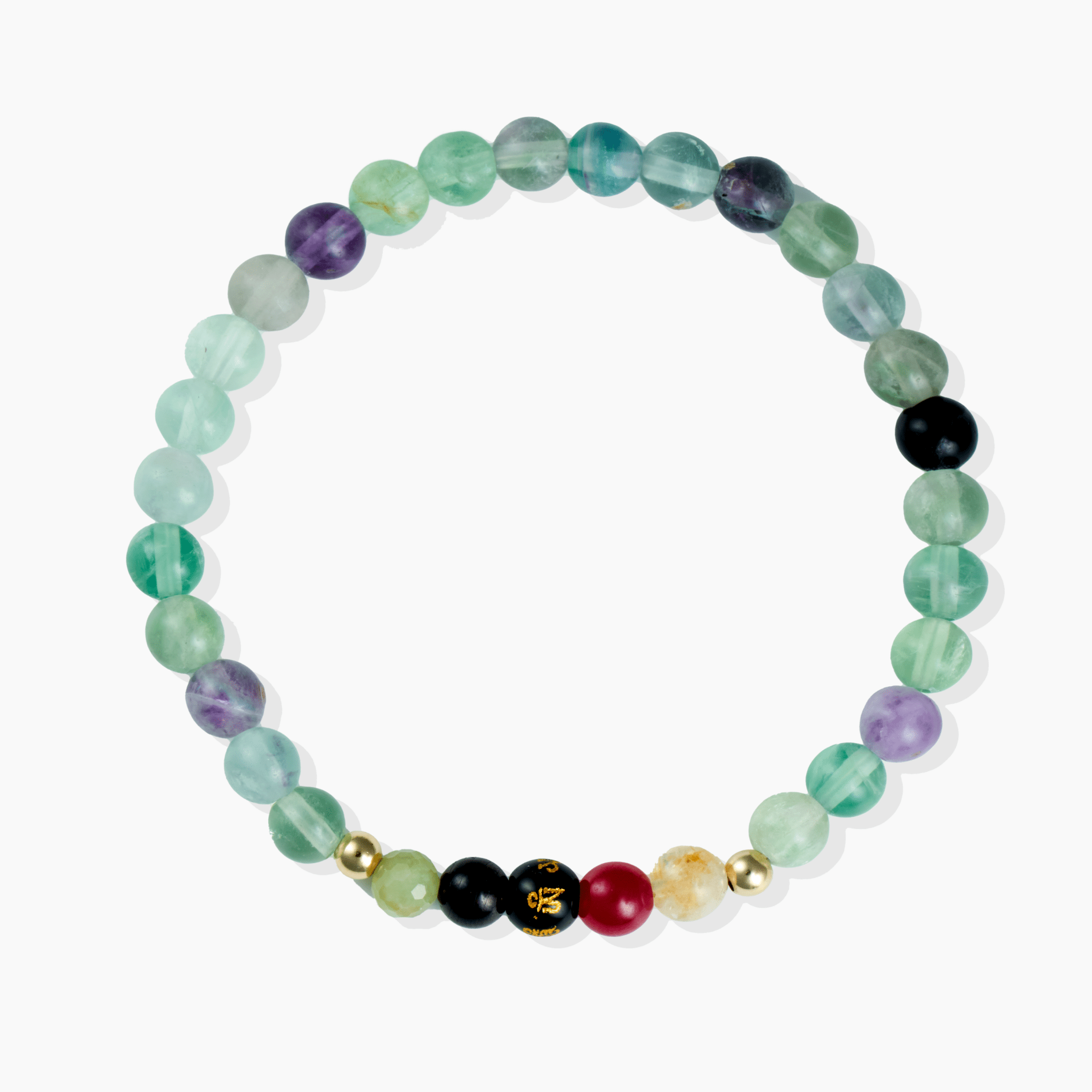 Fluorite Mega Happiness Lucky 7 Gemstone Bracelet With REAL Gold - Eat.Read.Love.