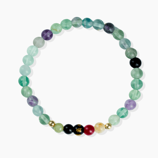 Fluorite Mega Happiness Lucky 7 Gemstone Bracelet With REAL Gold - Eat.Read.Love.
