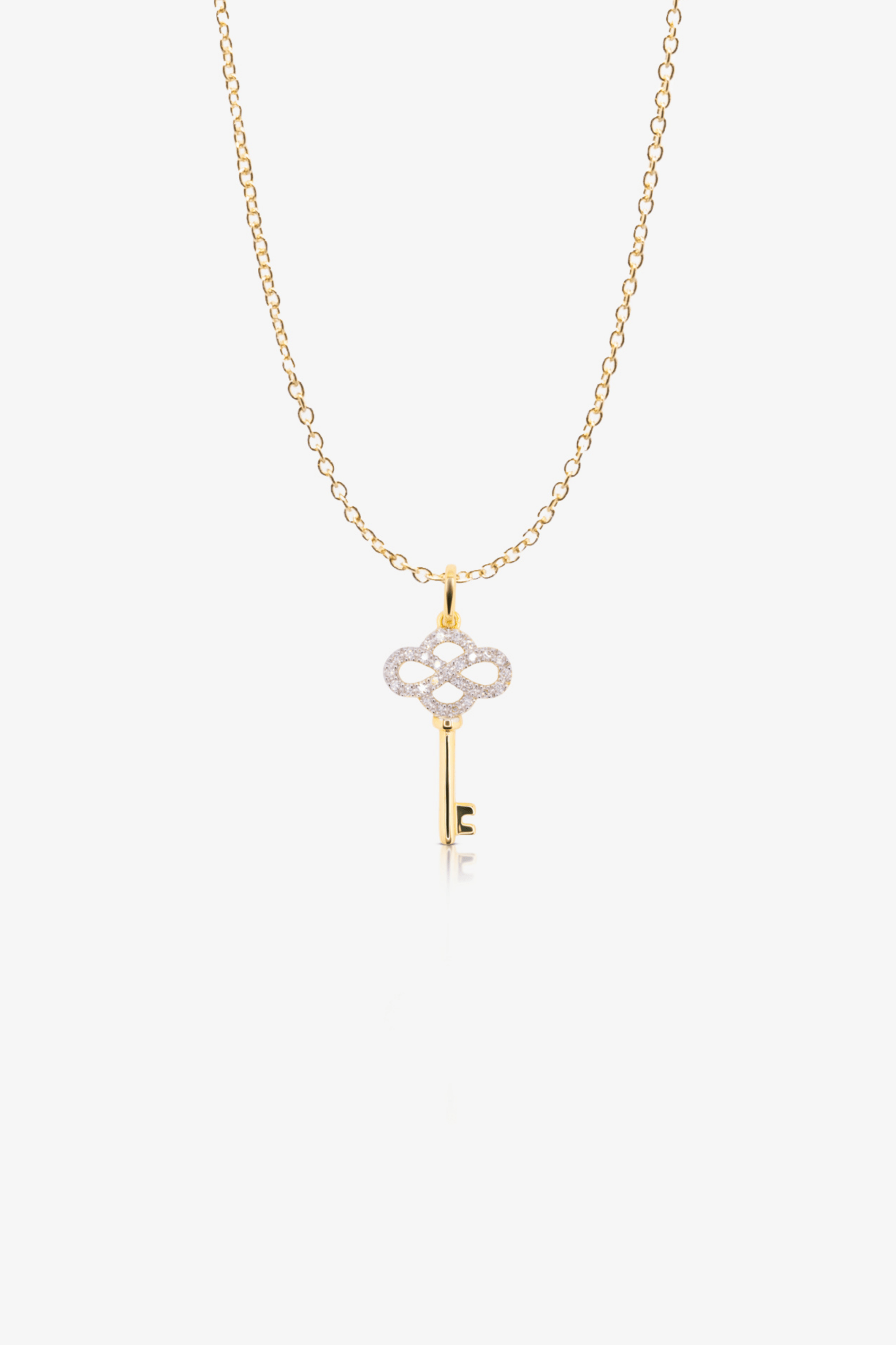 Gold Diamond Infinity Key Pendant 14k REAL Yellow - Eat.Read.Love.
