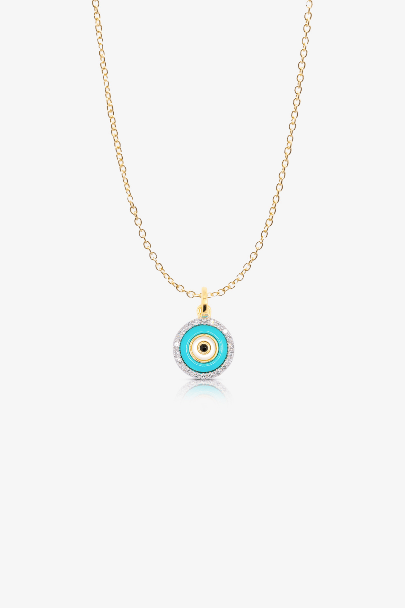 Gold Evil Eye Diamond and Turquoise Pendant 14k REAL Yellow - Eat.Read.Love.