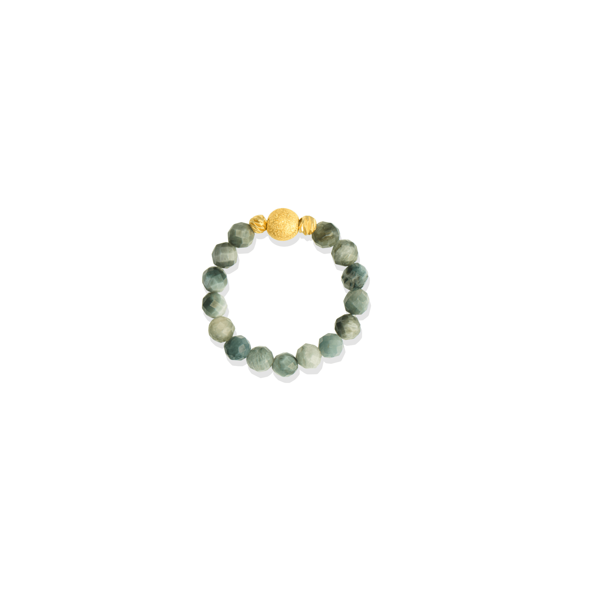 Green Aventurine Gold Vermeil Stretch Ring - Luck - Eat.Read.Love.