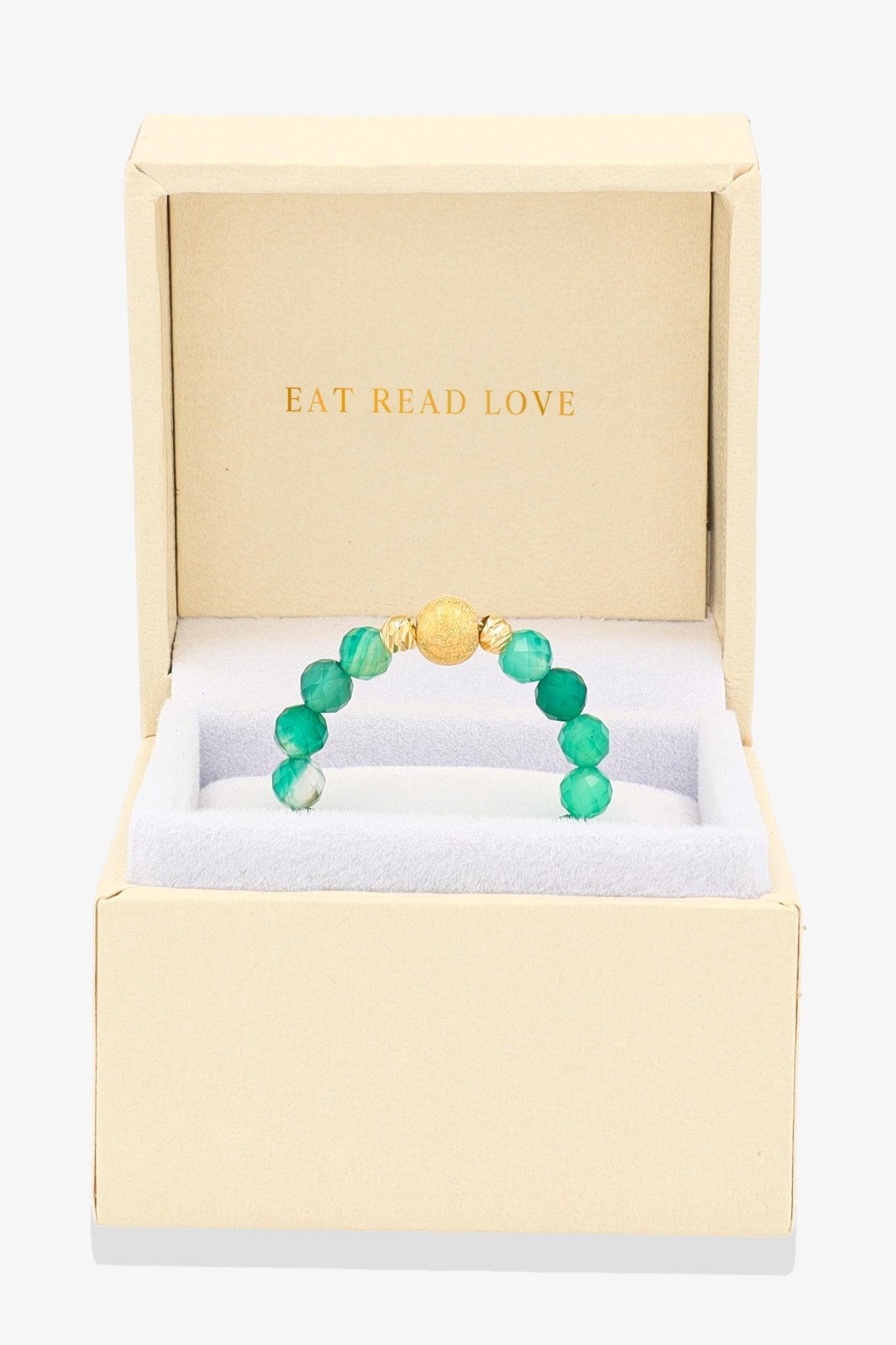 Green Aventurine Gold Vermeil Stretch Ring - Luck - Eat.Read.Love.