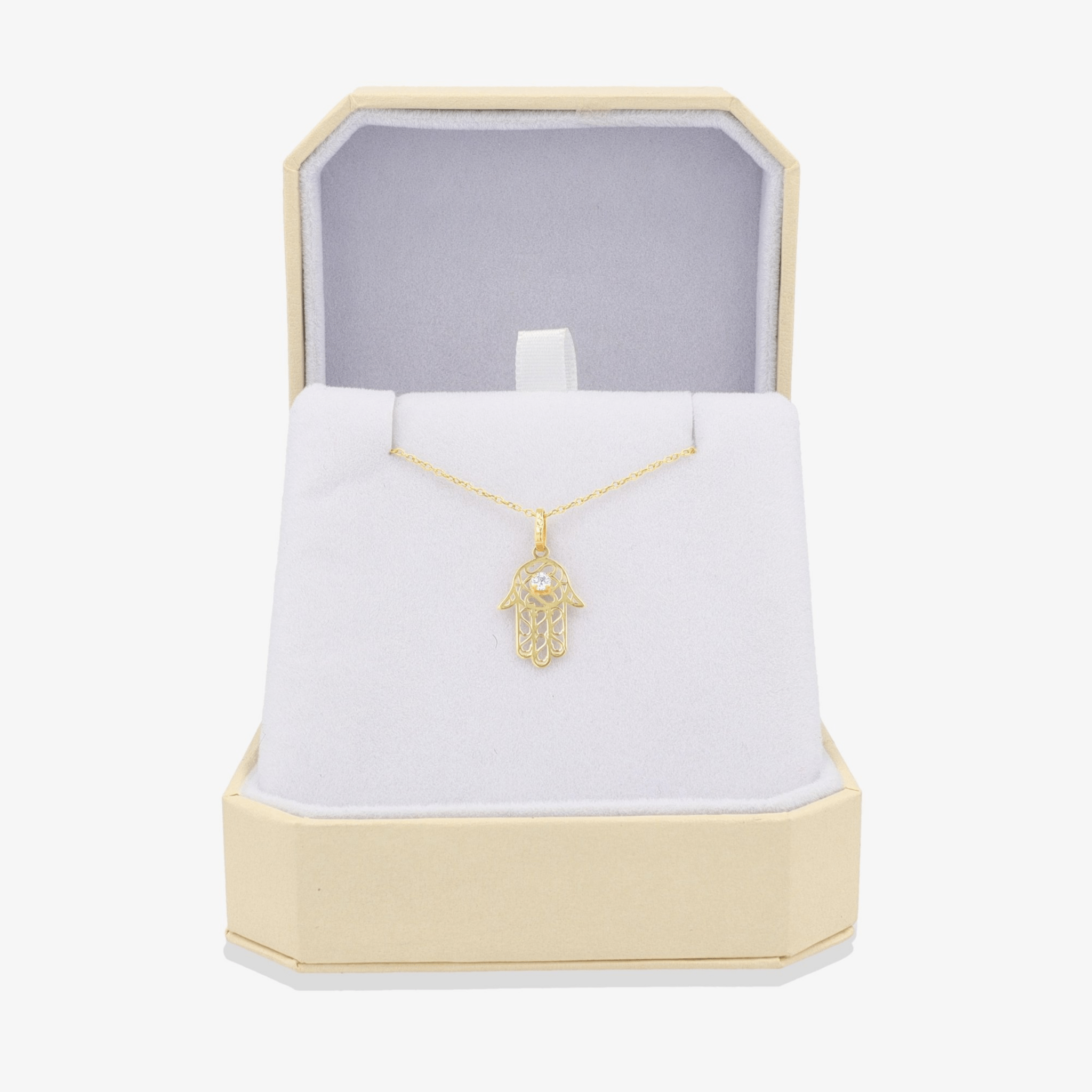 Hamsa Diamond Pendant 14k REAL Gold - Eat.Read.Love.