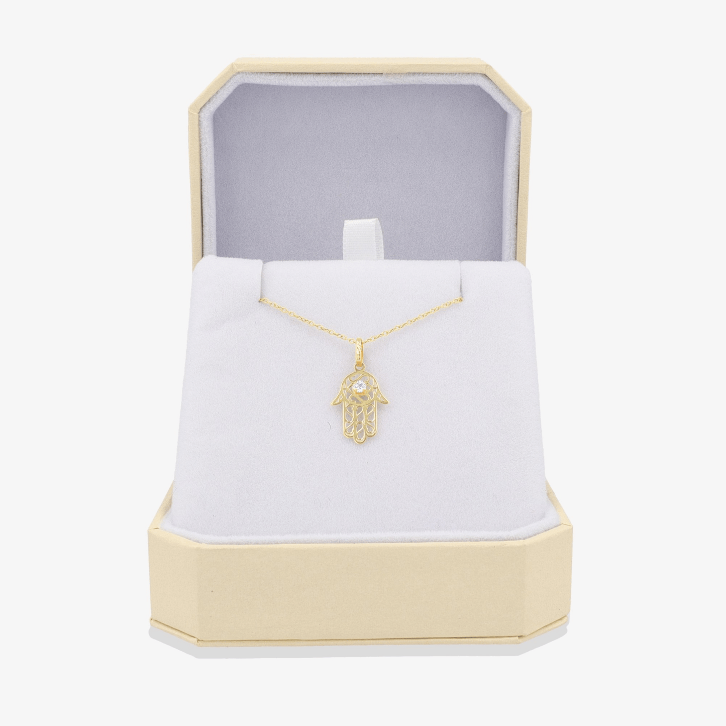 Hamsa Diamond Pendant 14k REAL Gold - Eat.Read.Love.