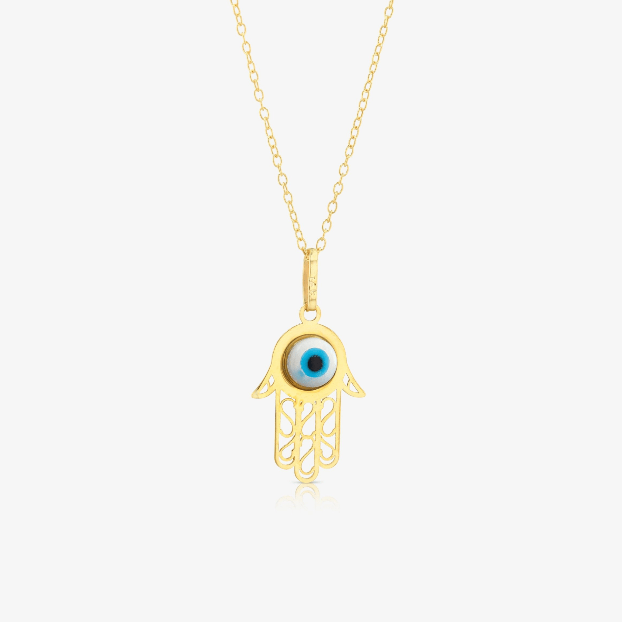Hamsa Evil Eye Pendant 14k REAL Gold - Eat.Read.Love.