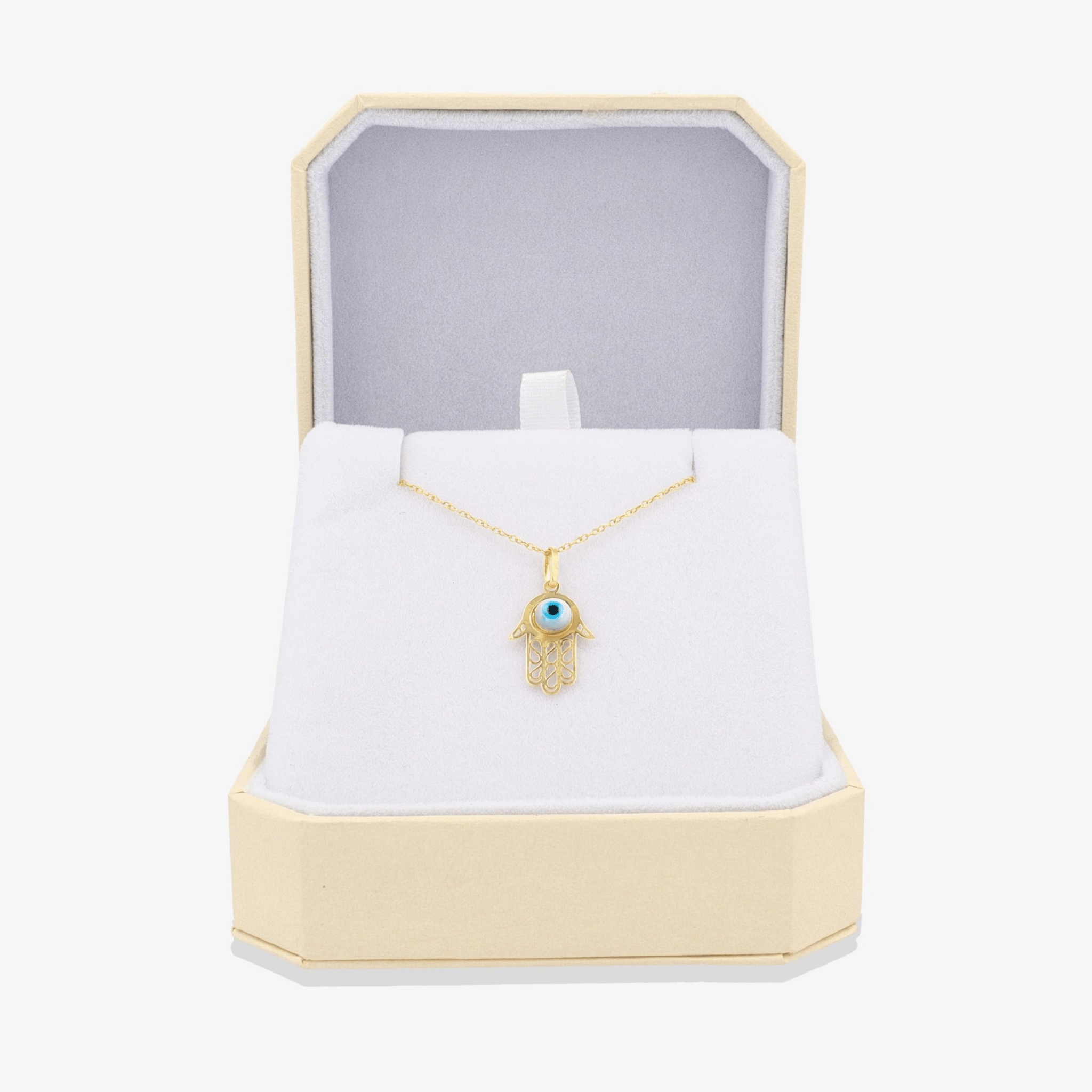 Hamsa Evil Eye Pendant 14k REAL Gold - Eat.Read.Love.