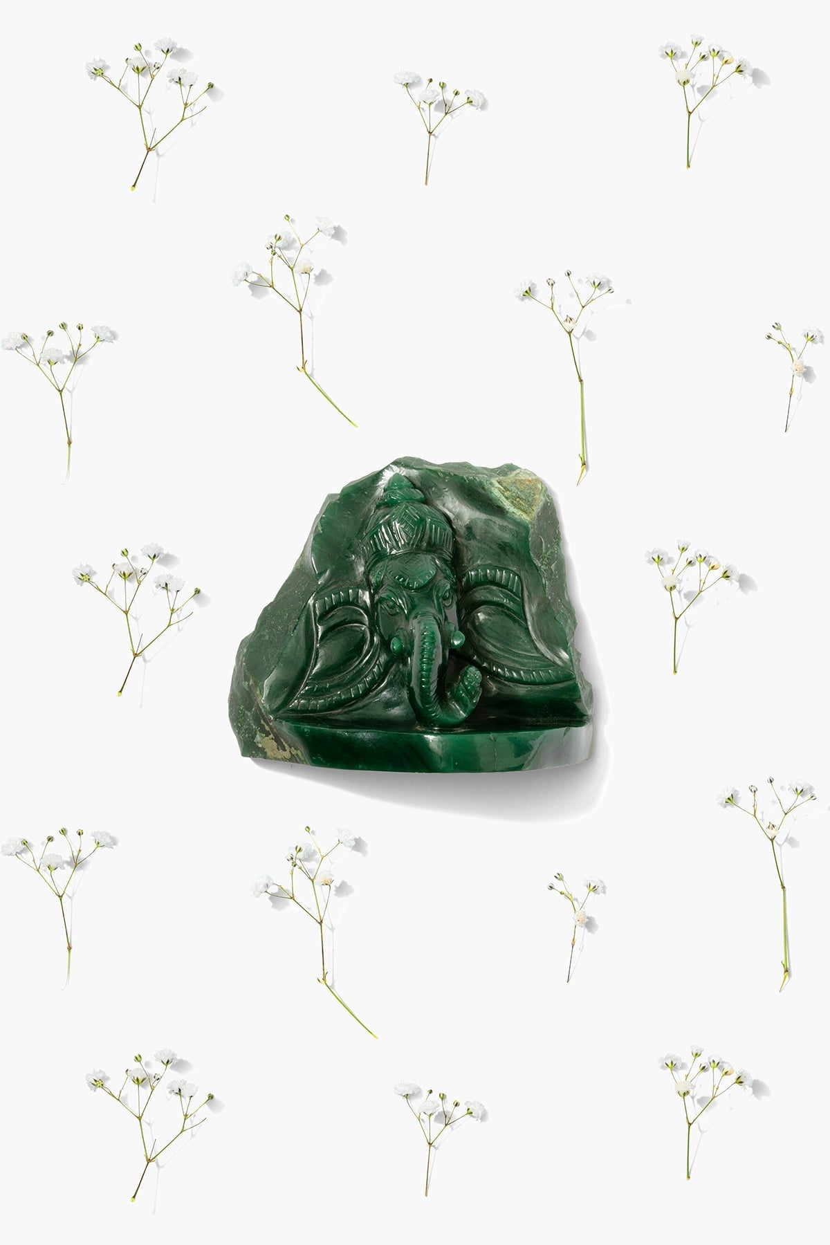 Hand Carved Green Quartz Lord Ganesha - Eat.Read.Love.