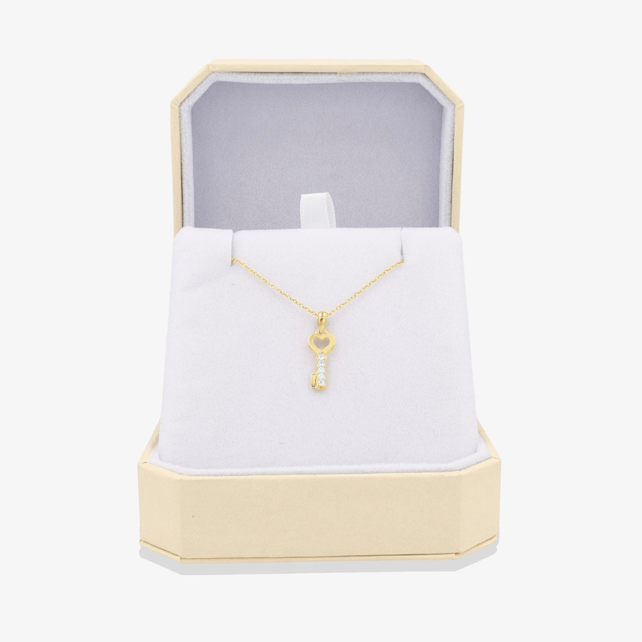 Key Heart Pendant 14k REAL Gold - Eat.Read.Love.