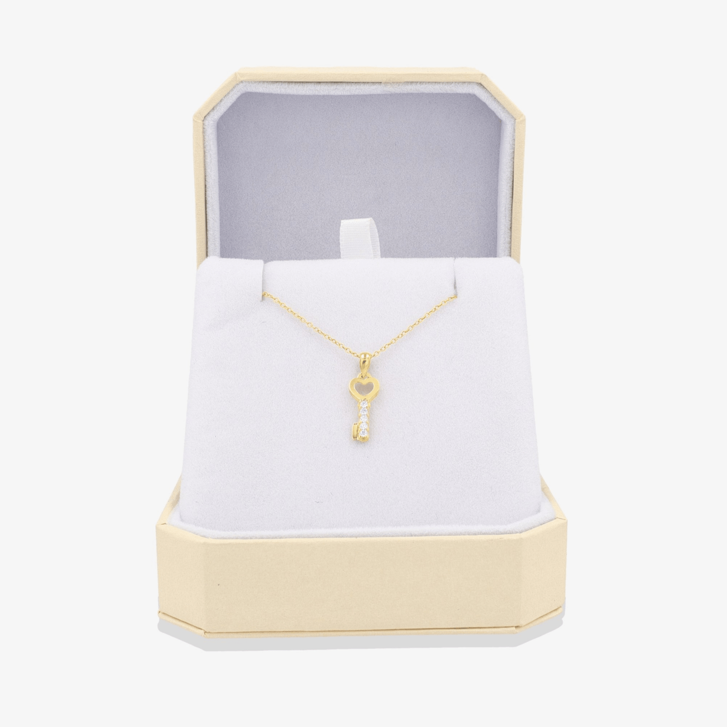 Key Heart Pendant 14k REAL Gold - Eat.Read.Love.