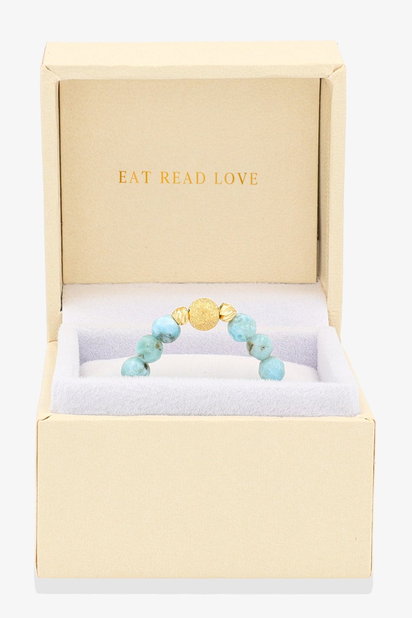 Larimar Gold Vermeil Stretch Ring - Communication - Eat.Read.Love.