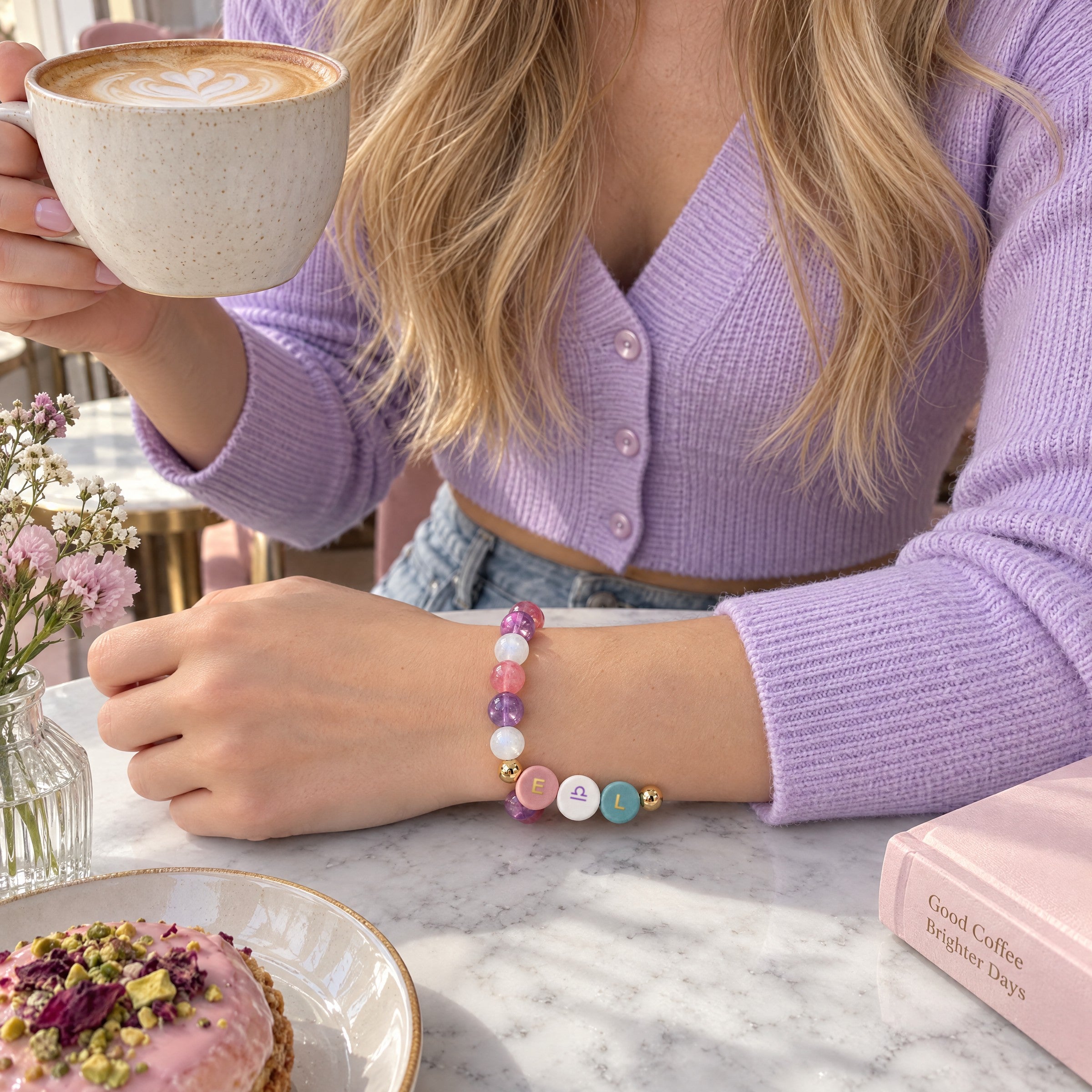 Libra Initial Charm Bracelet
