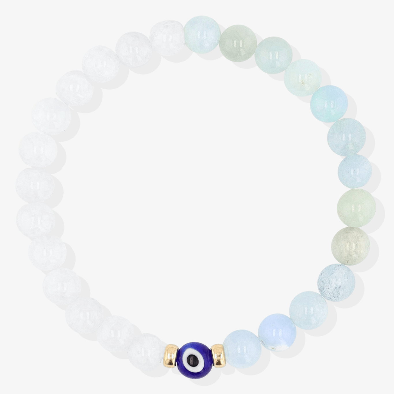 Magnetic Balance - Moonstone And Aquamarine Evil Eye Bracelet - Eat.Read.Love.