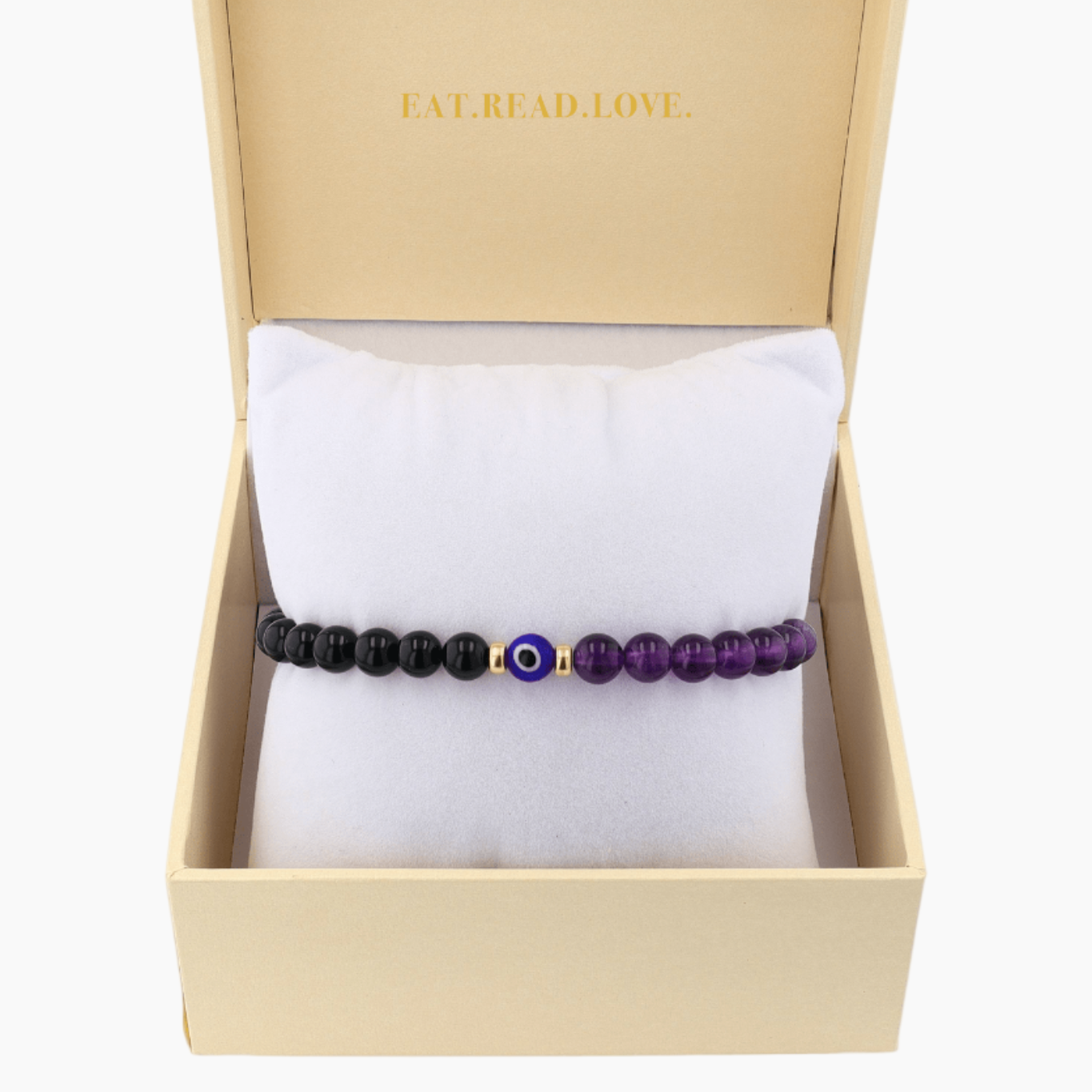 Magnetic Health - Amethyst And Black Obsidian Evil Eye Bracelet - Eat.Read.Love.