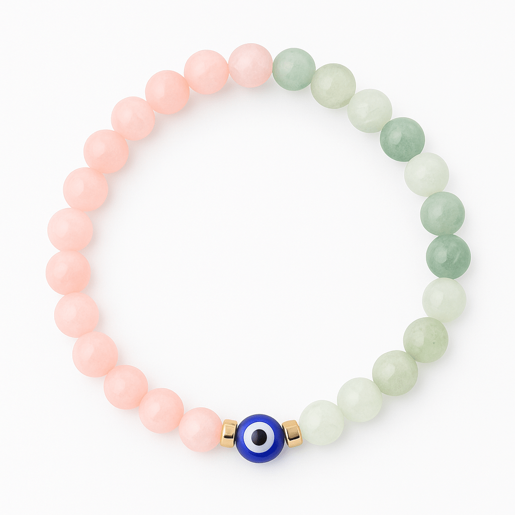 Magnetic Love - Rose Quartz And Jade Evil Eye Bracelet - Eat.Read.Love.
