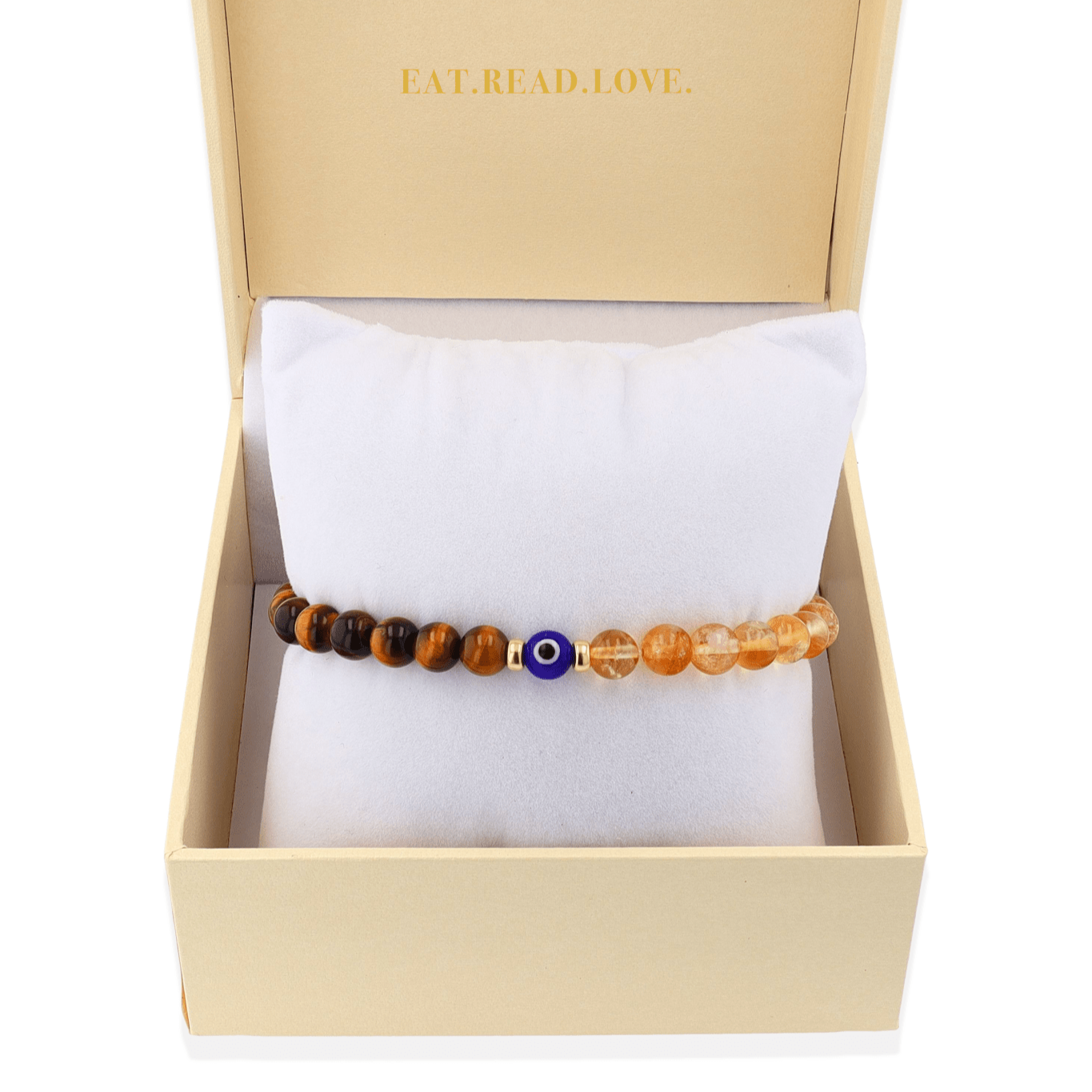 Magnetic Wealth - Tigers Eye And Citrine Evil Eye Bracelet - Eat.Read.Love.