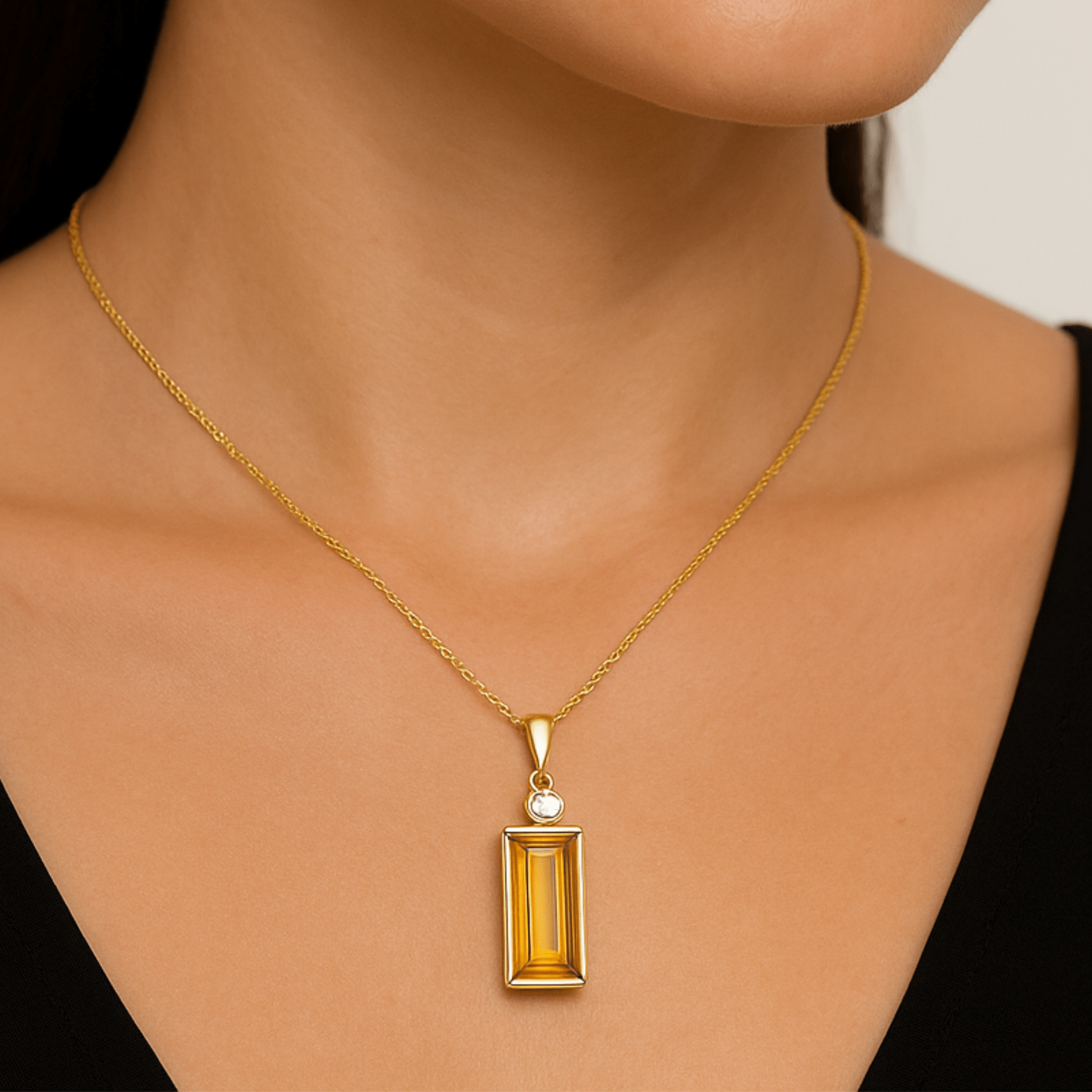 Millionaire Grade A Citrine 14K Real Gold Pendant - Eat.Read.Love.