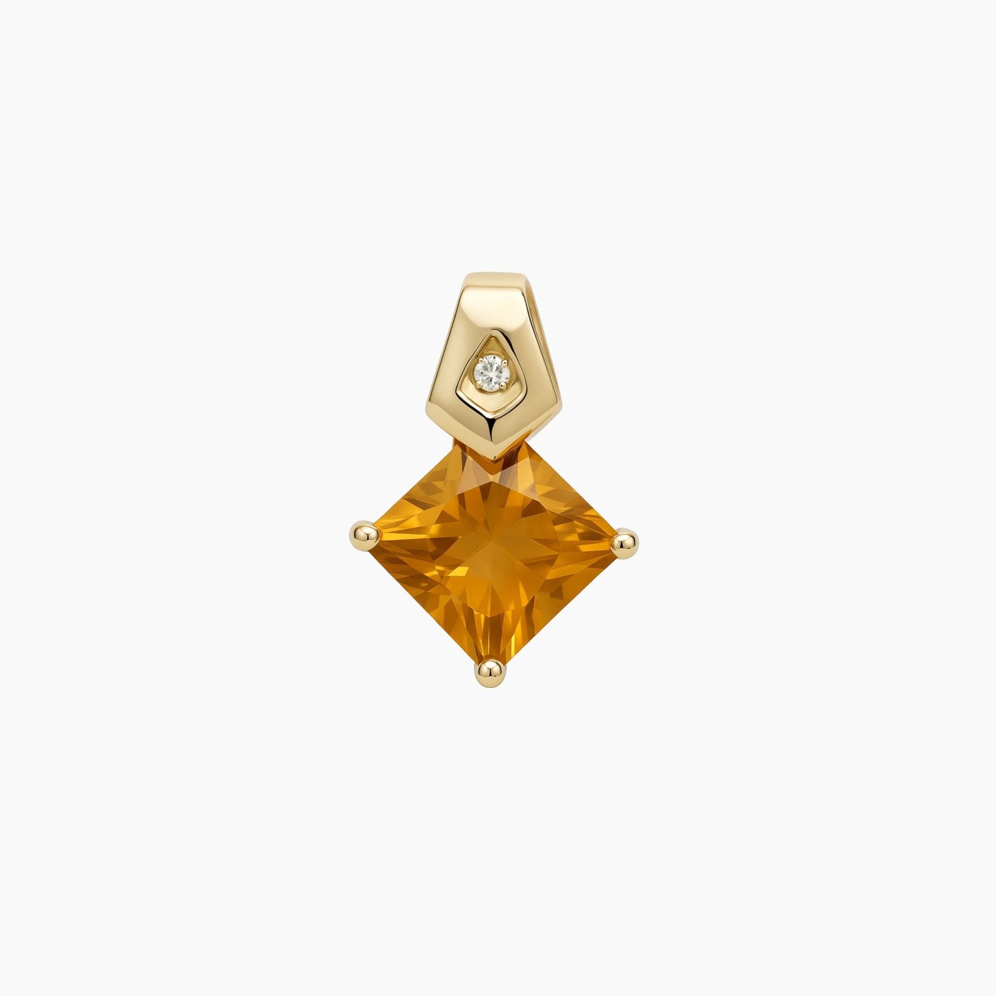 Millionaire Grade A Diamond Shape Citrine 14K Real Gold Pendant - Eat.Read.Love.