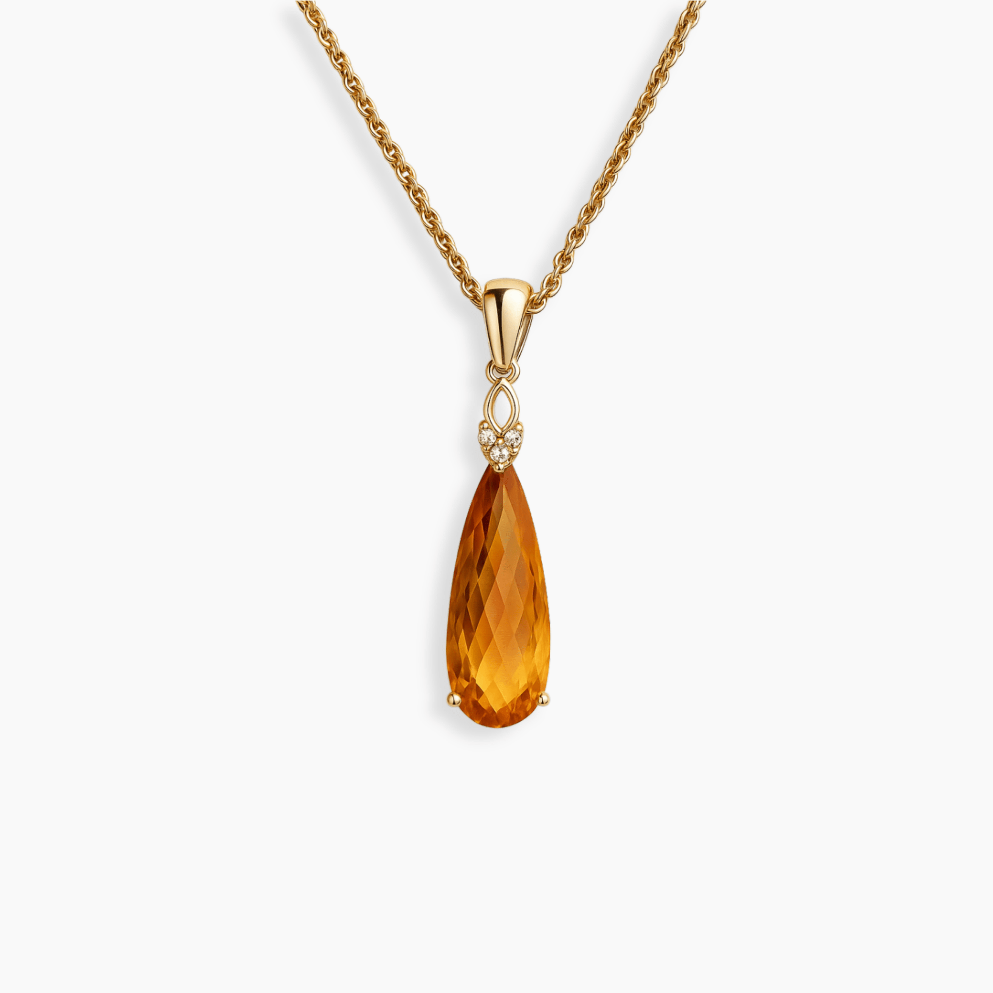 Millionaire Grade A Tear Drop Shape Citrine 14K Real Gold Pendant - Eat.Read.Love.