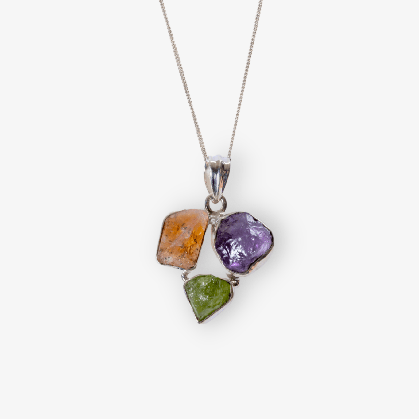 Multi Stone Crystal Necklace Citrine Peridot Amethyst - Eat.Read.Love.