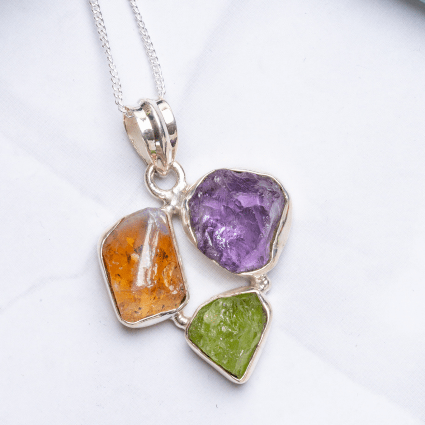 Multi Stone Crystal Necklace Citrine Peridot Amethyst - Eat.Read.Love.