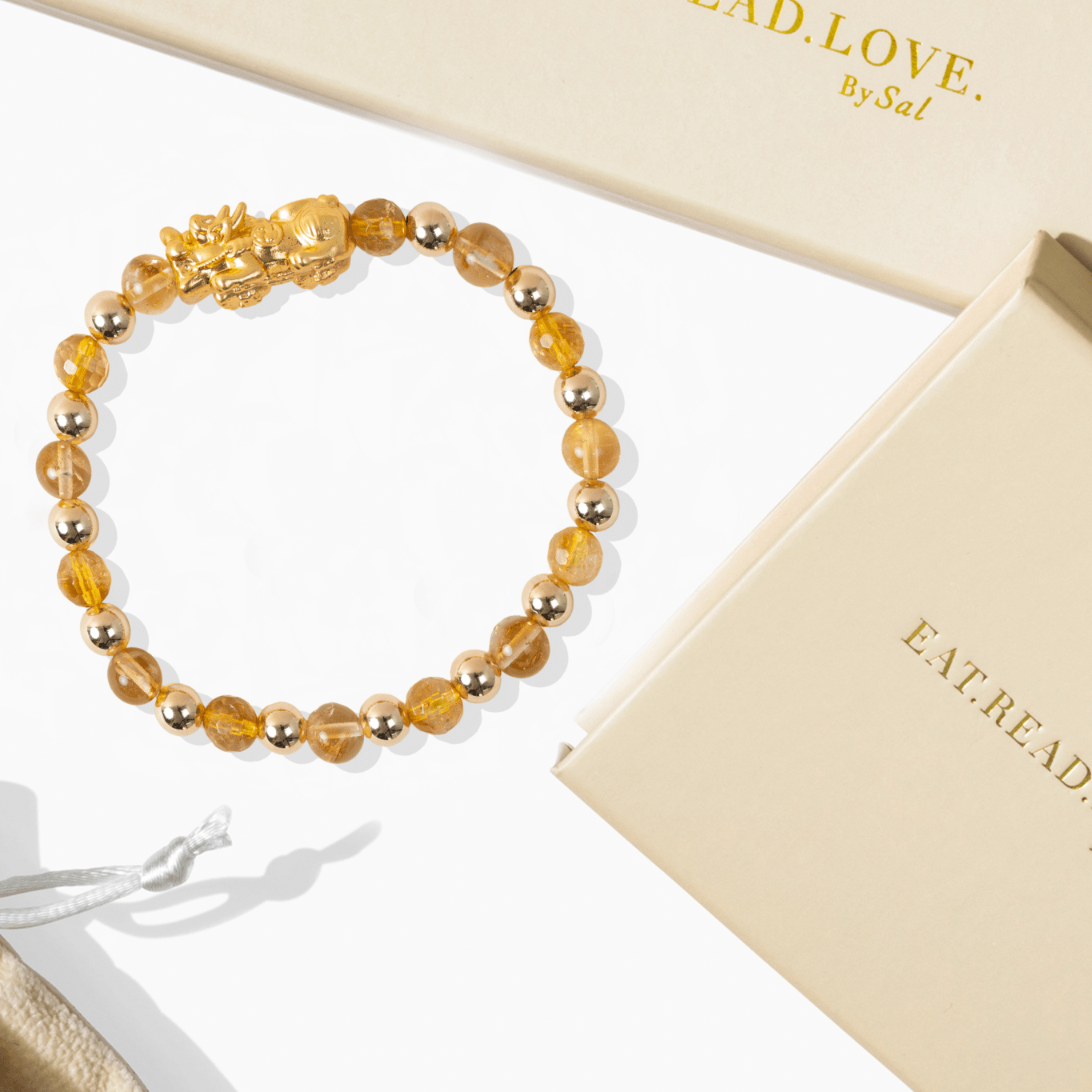 Natural Citrine Infinite Fortune 18k Gold Vermei Pixiu Feng Shui Bracelet