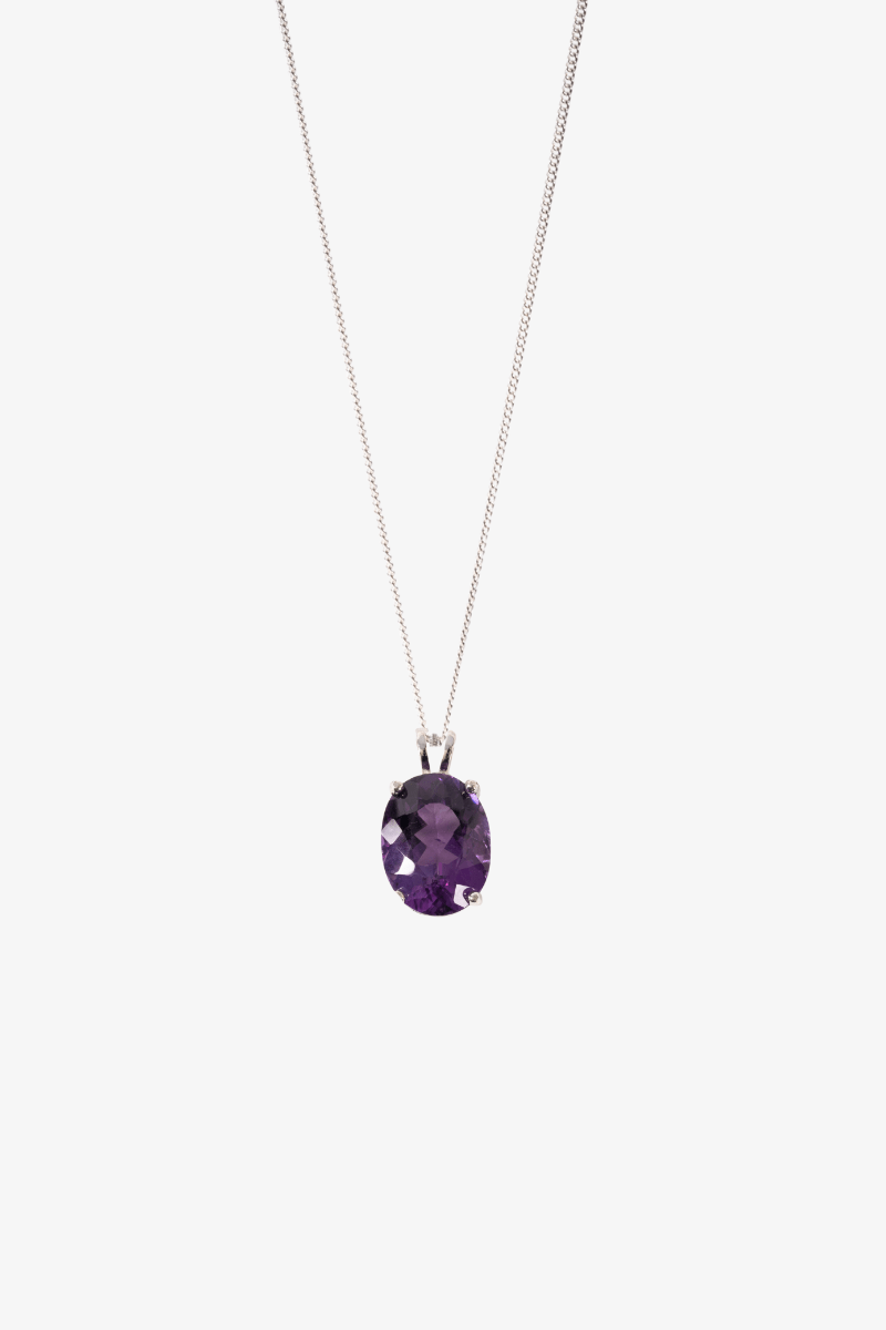 Natural Faceted Amethyst Sterling Silver Pendant - Eat.Read.Love.