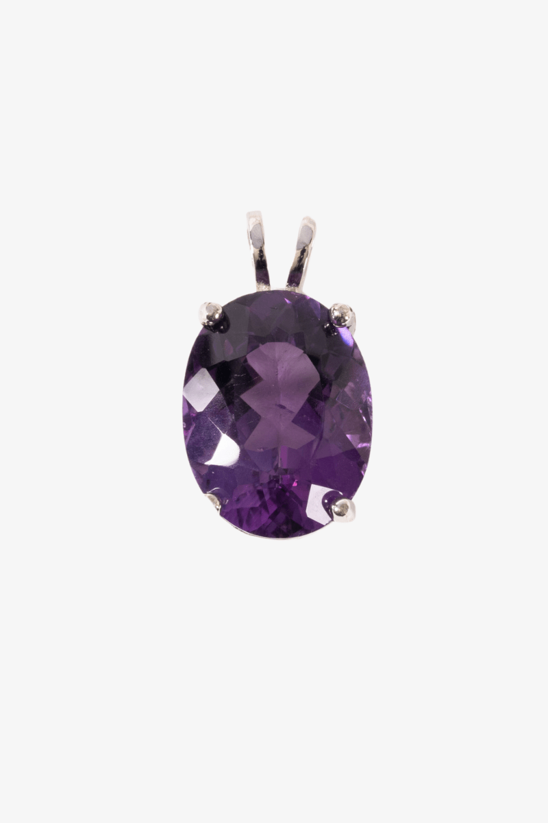 Natural Faceted Amethyst Sterling Silver Pendant - Eat.Read.Love.