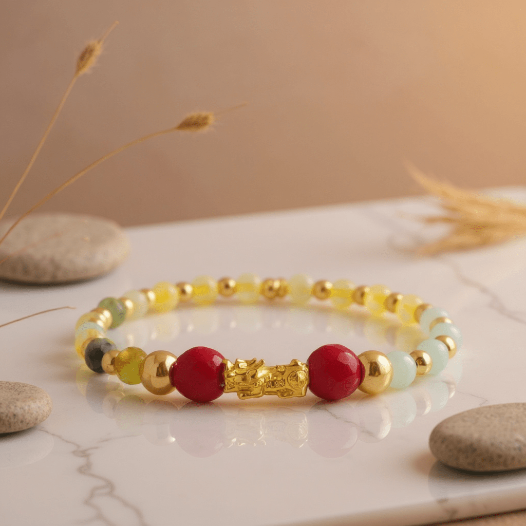 Natural Green Jade Pixiu Wealth Bracelet With REAL Gold - Eat.Read.Love.